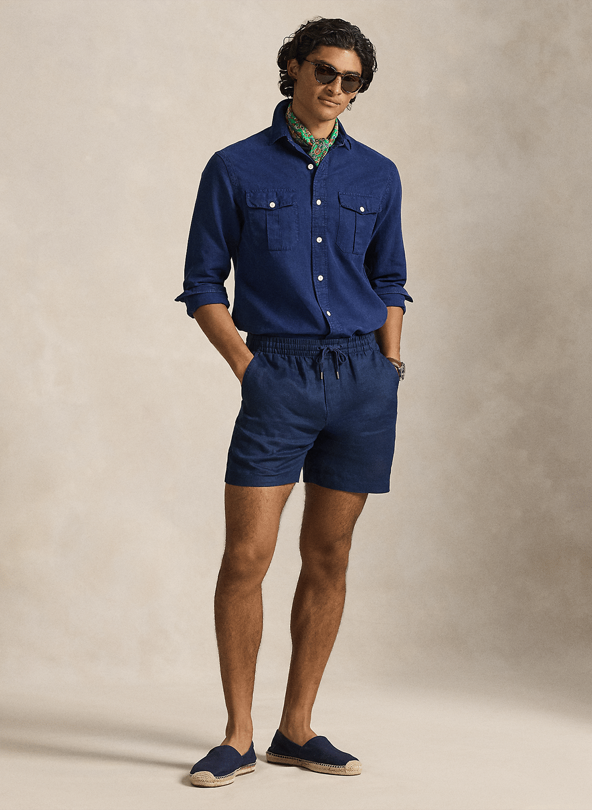 Short recto de lino POLO RALPH LAUREN Azul