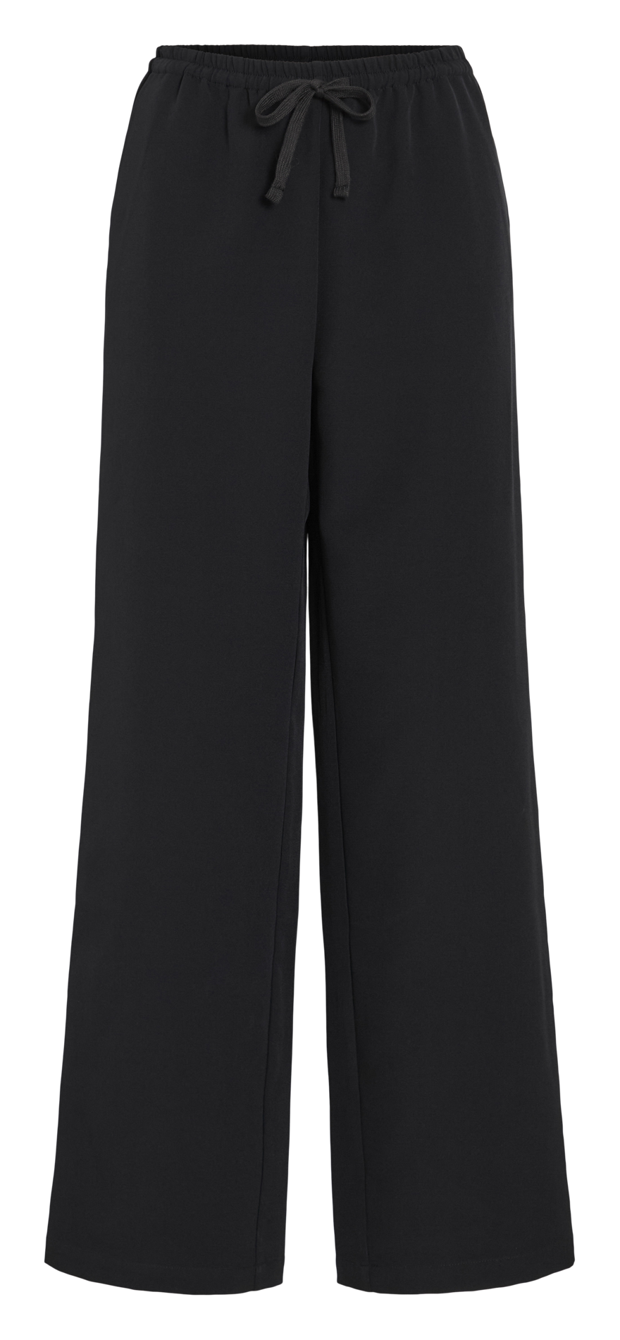 <p>Rechte elastische broek in effen kleur</p> VILA Zwart