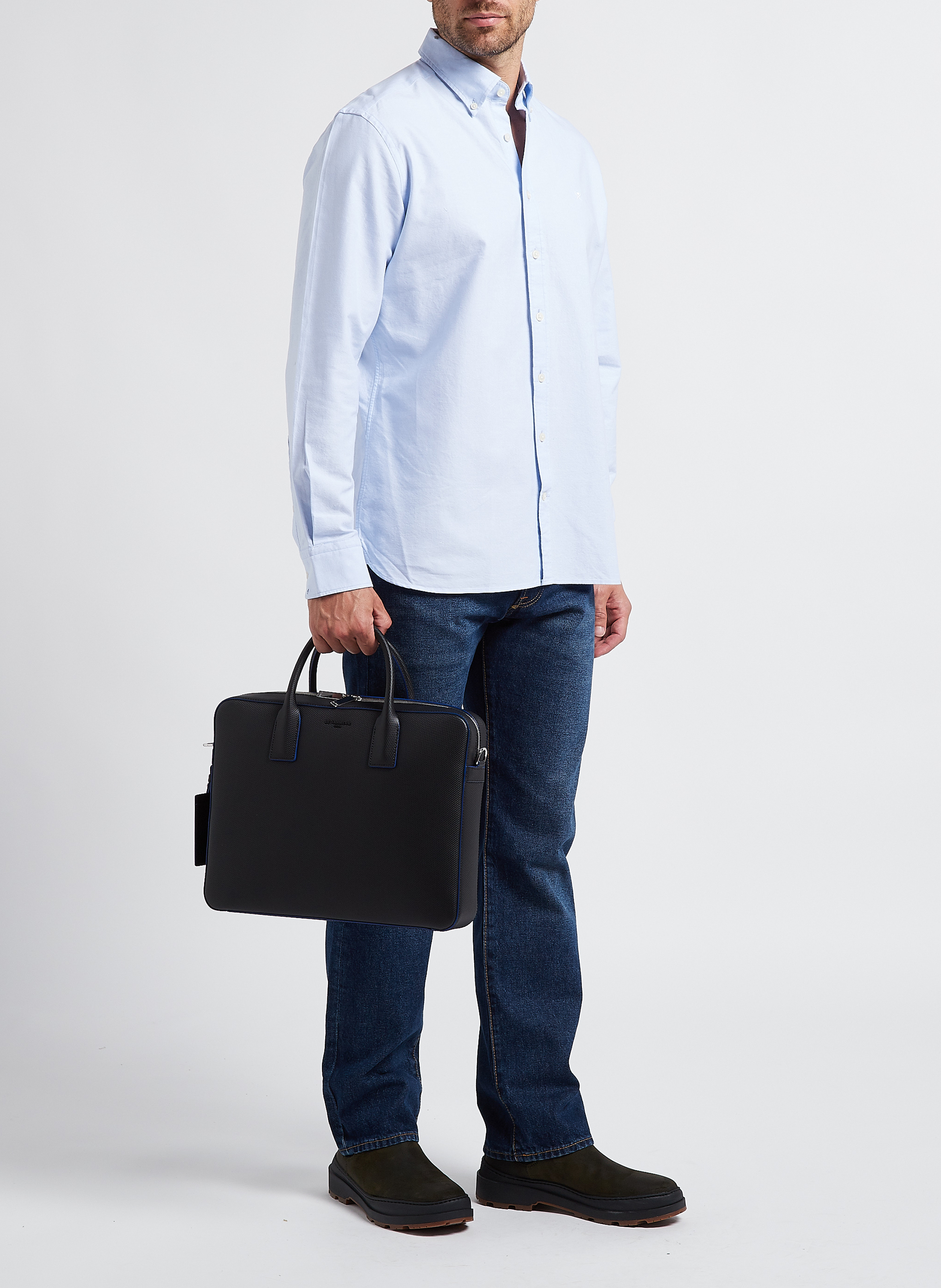 Katoenen blouse met klassieke kraag HACKETT Blauw