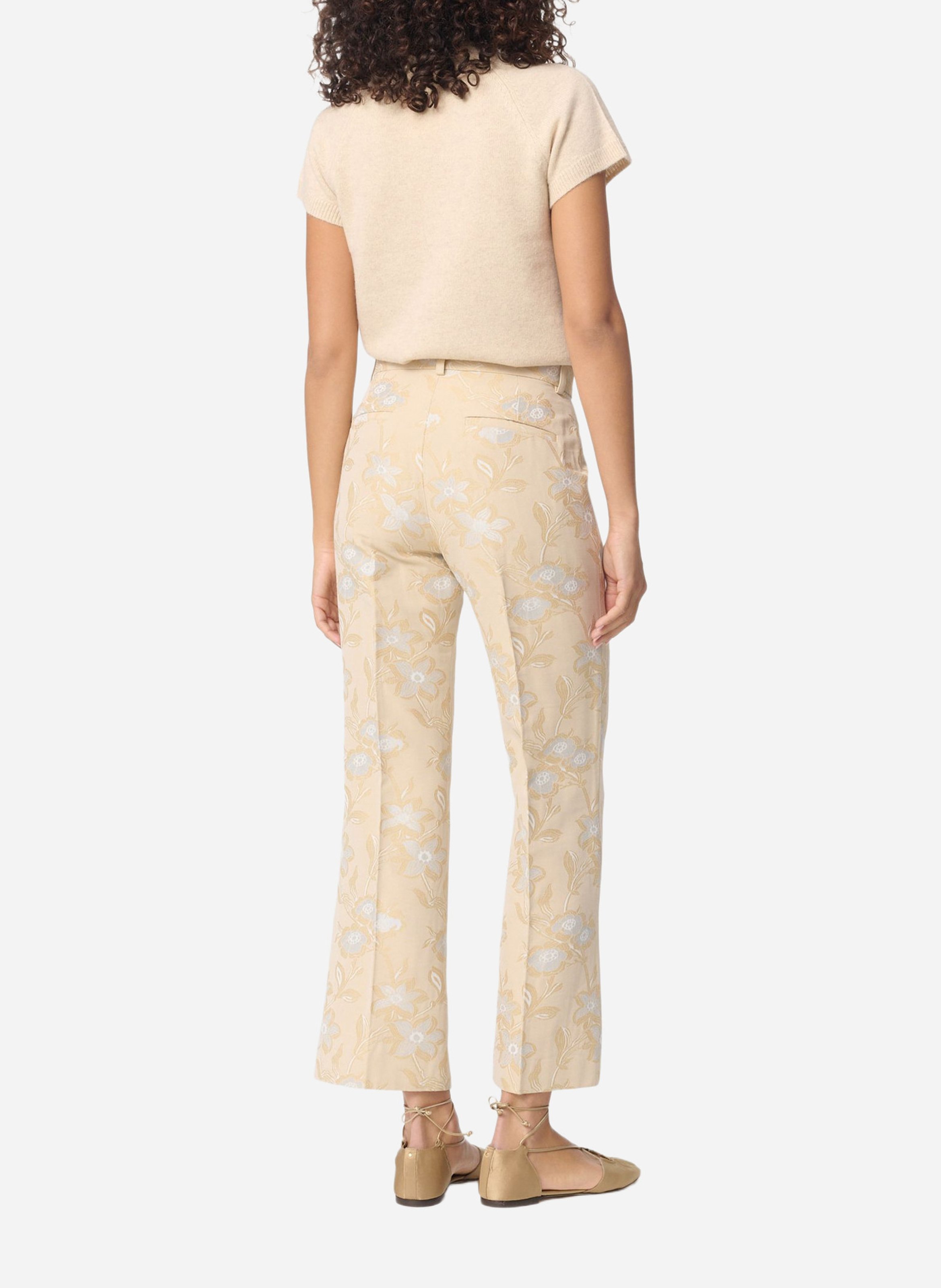 Hoge taille broek in bloemenjacquard. VANESSA BRUNO Beige