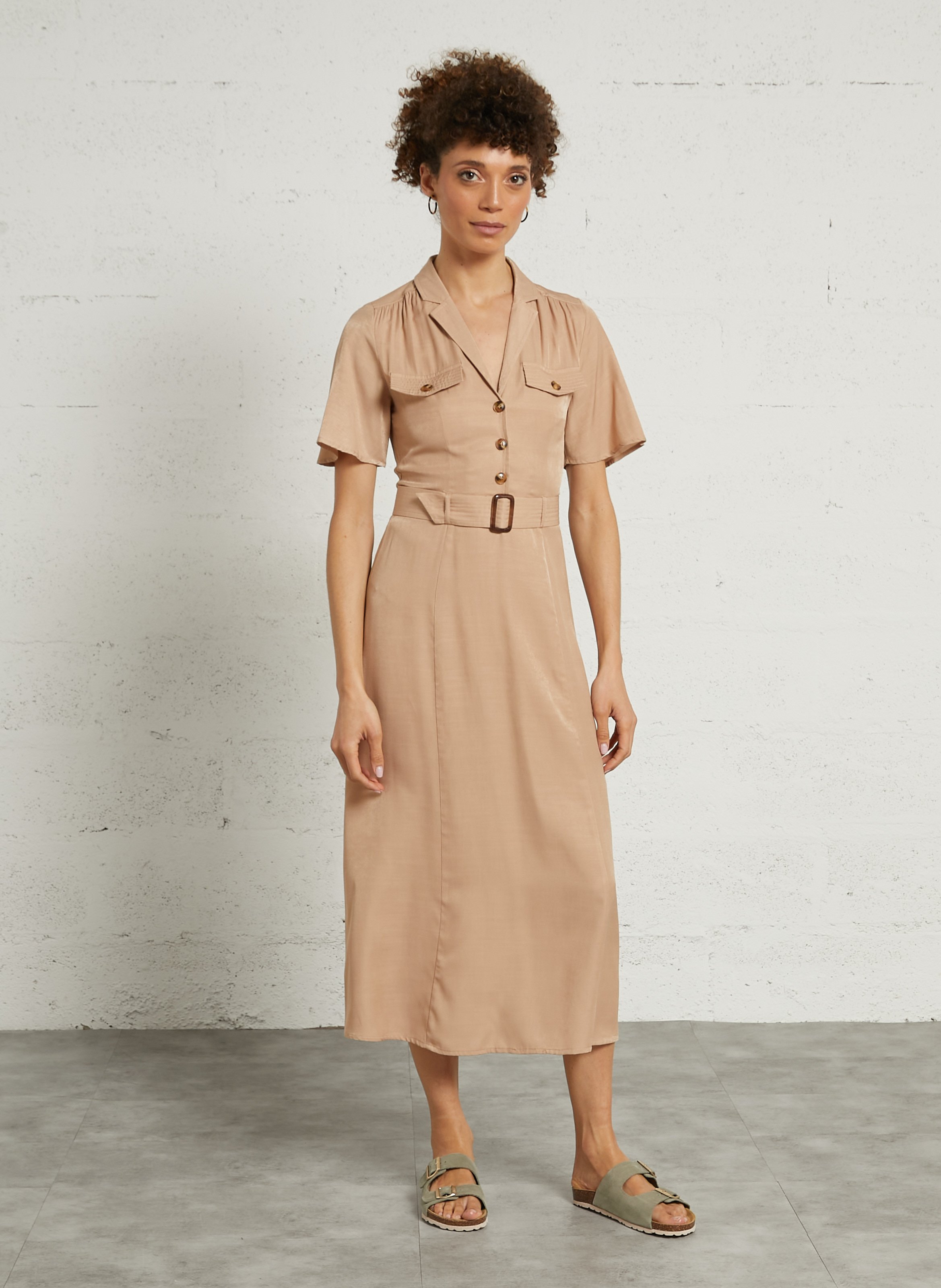 Belted Oversized Blazer Dress LA PETITE ETOILE Beige