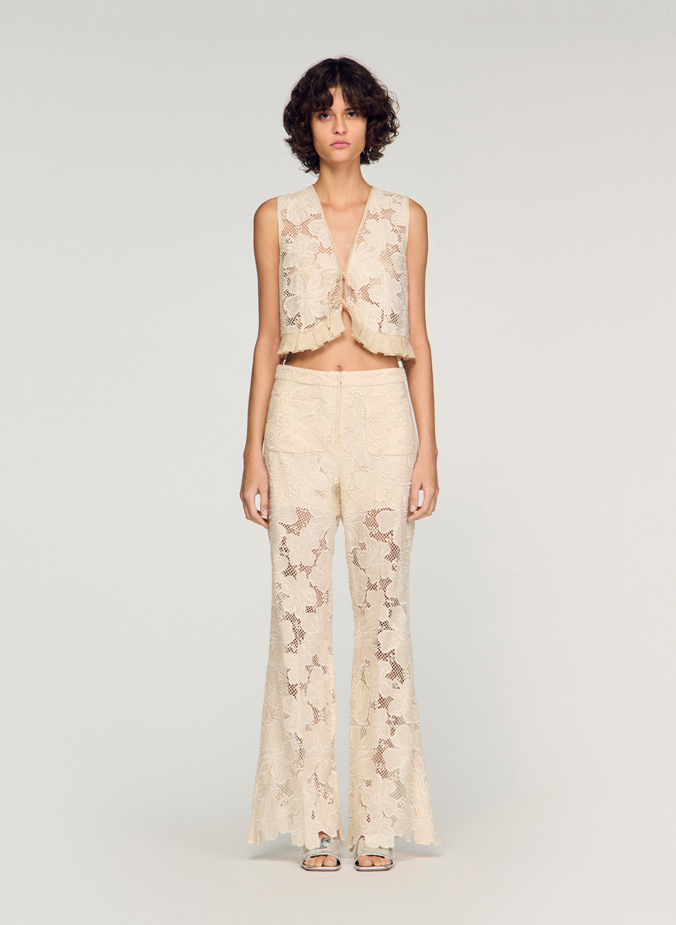 Top met V-hals SANDRO Beige