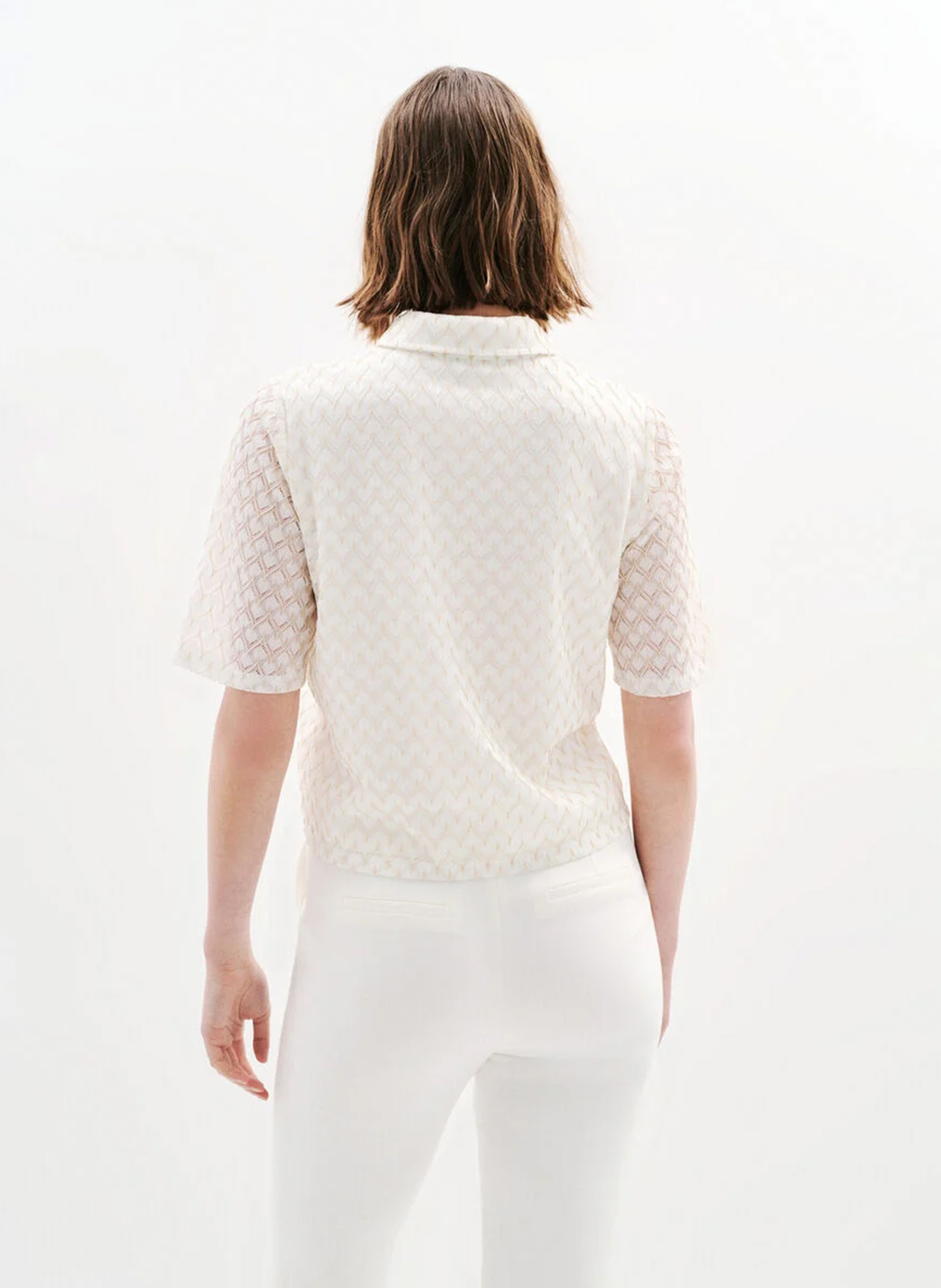 Top mit klassischem Kragen CAROLL Weiss