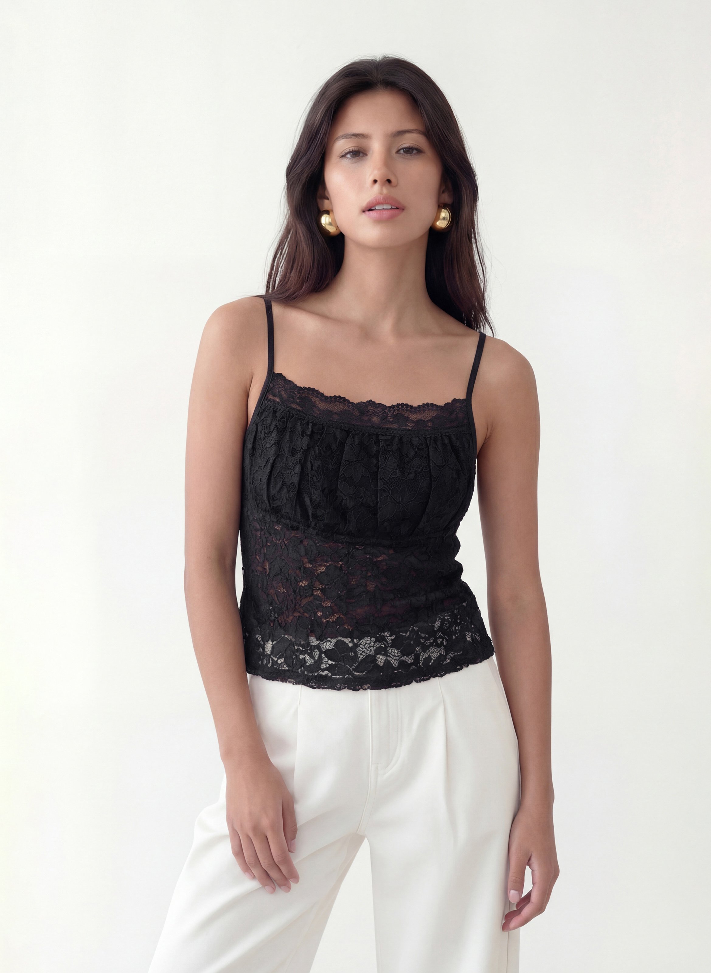 Fitted lace tank top KOOKAI Black
