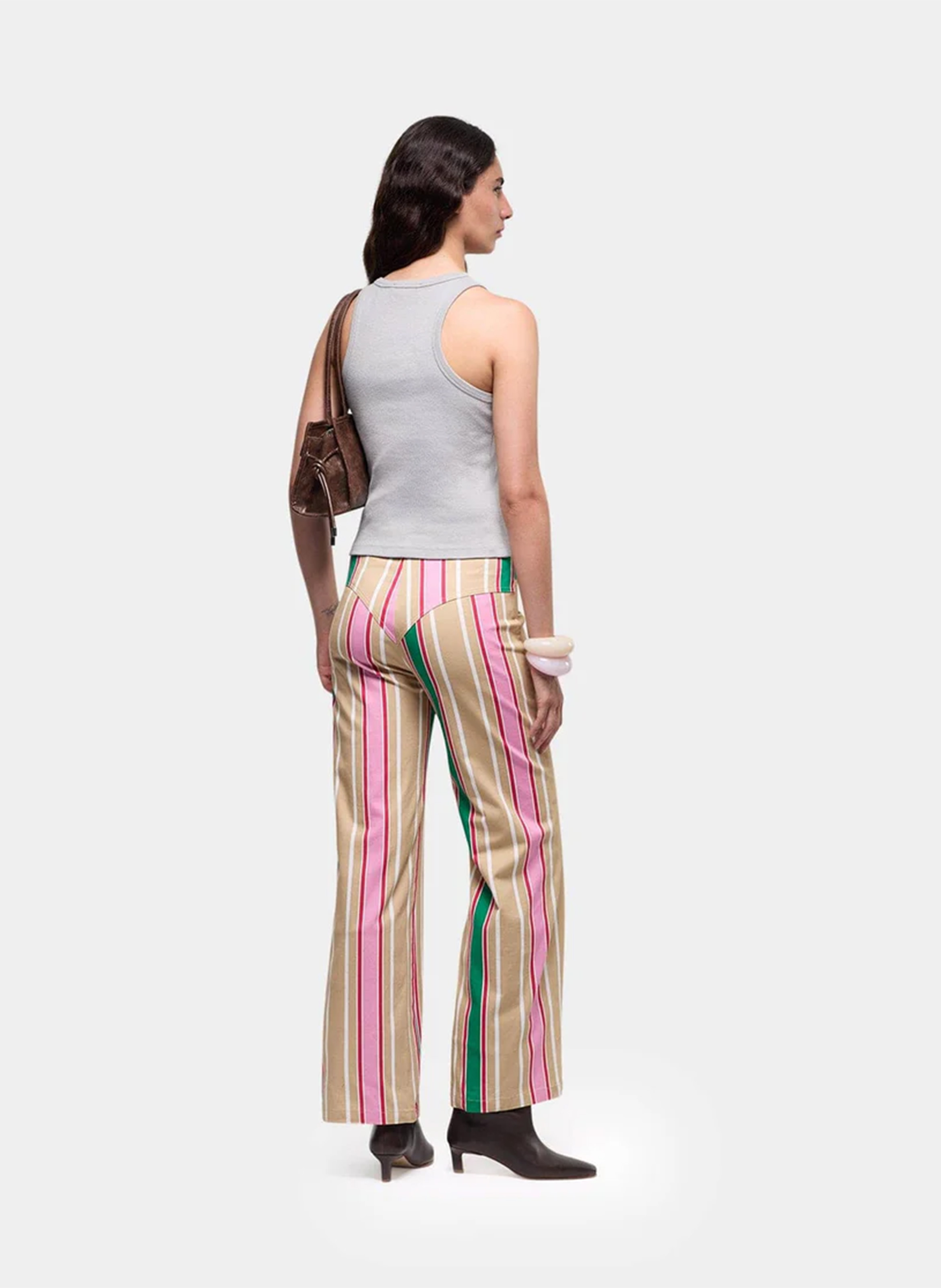 Straight striped cotton pants LAAGAM Brown