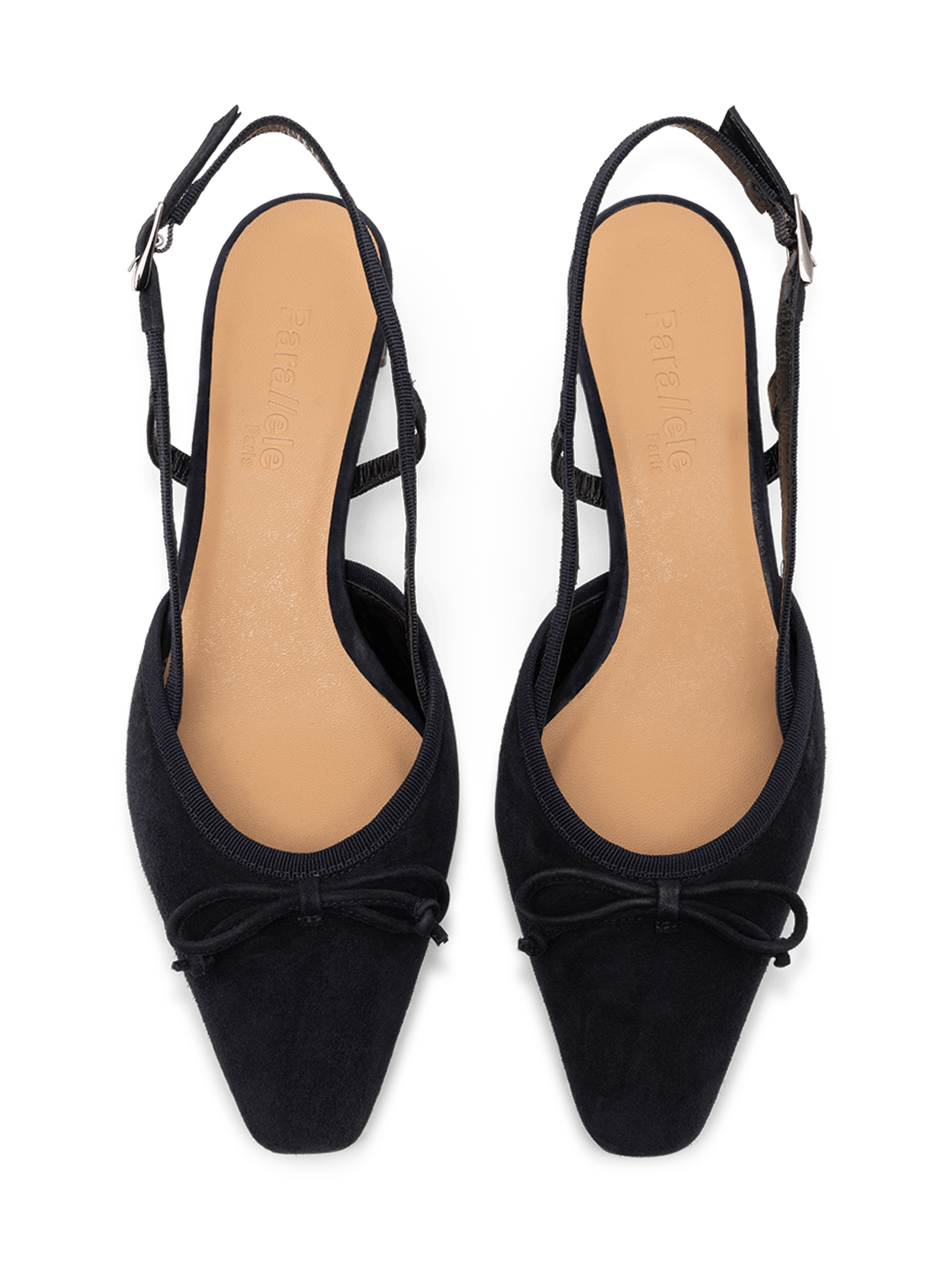 Slingback en cuir velours marine PARALLELE PARIS Bleu