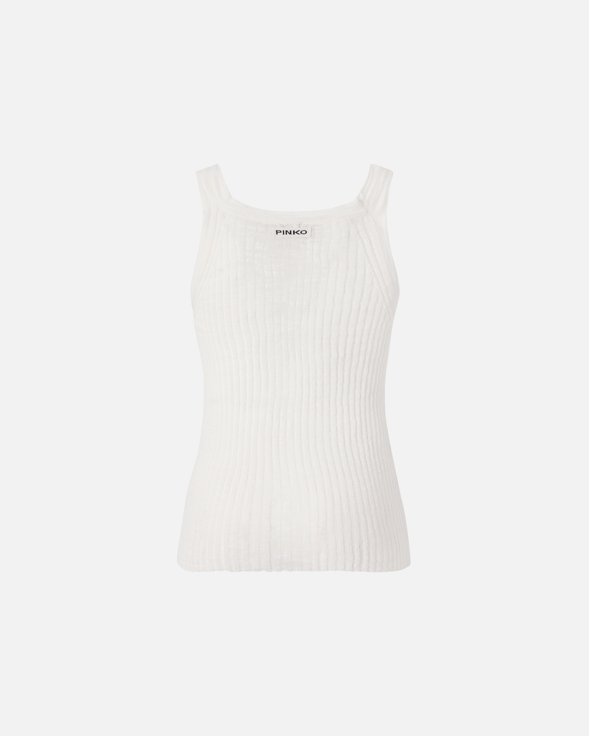 Ribbed logo tank top PINKO White