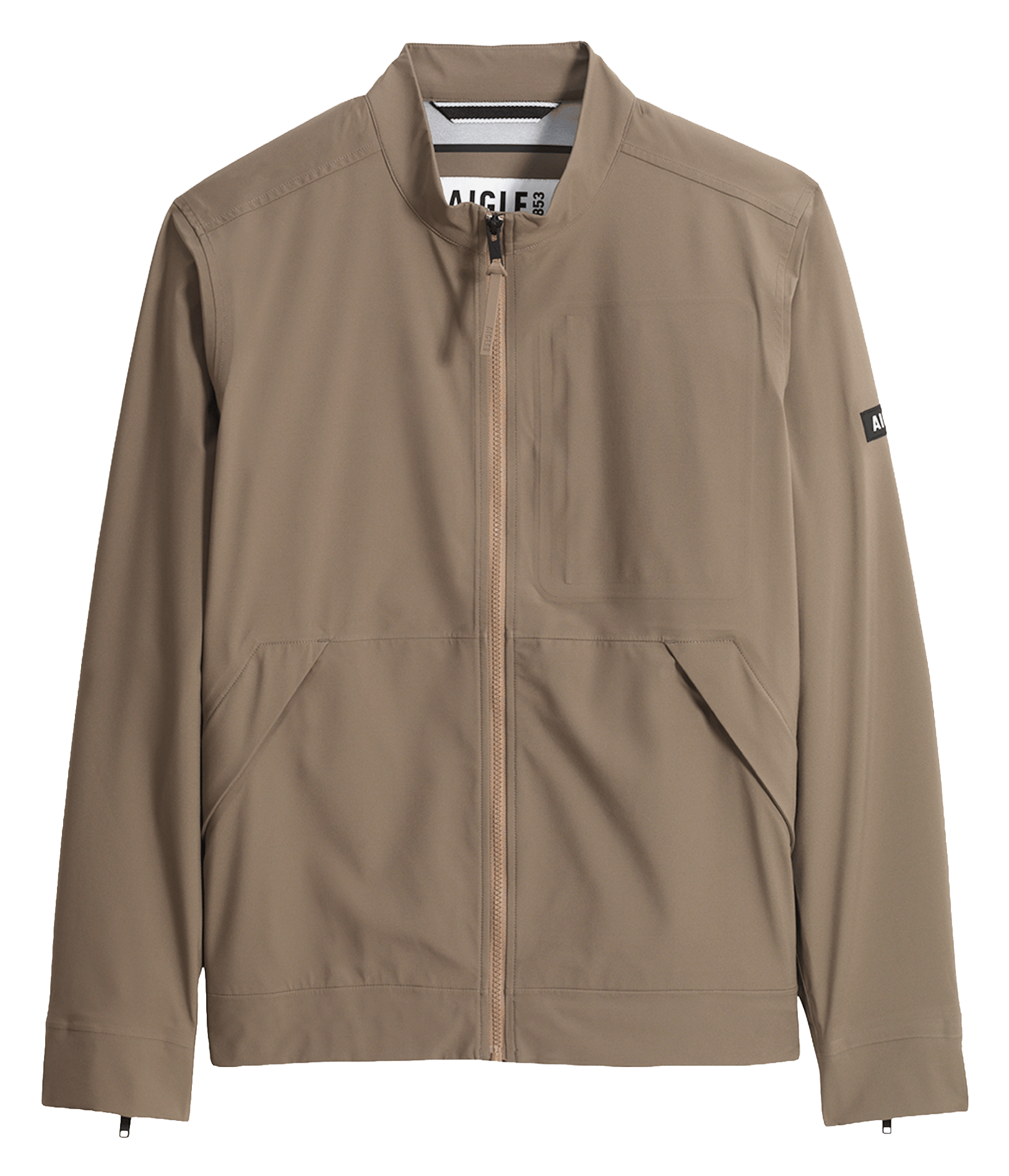 Solid zip-up straight jacket AIGLE Brown