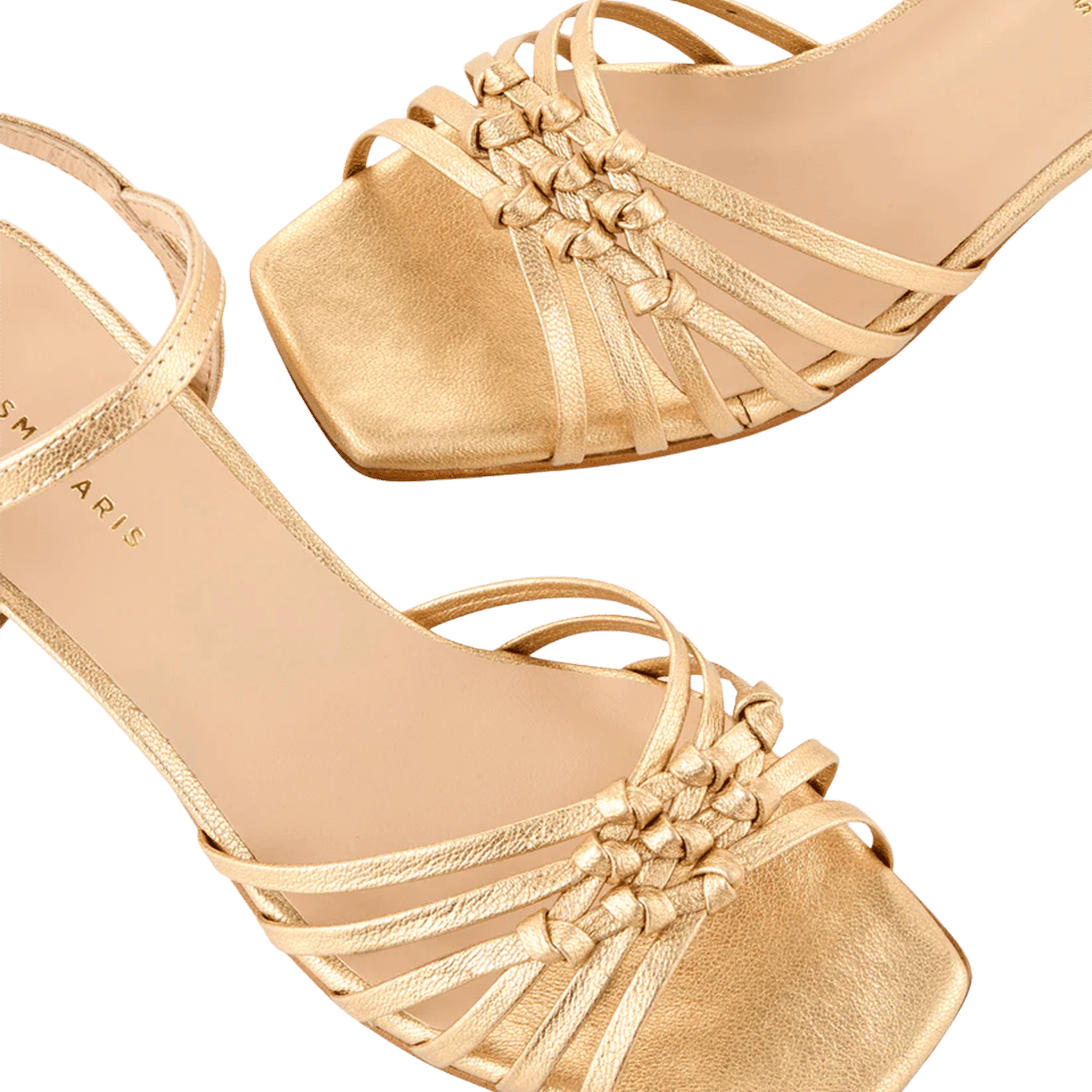Heeled metallic leather sandals COSMOPARIS Golden