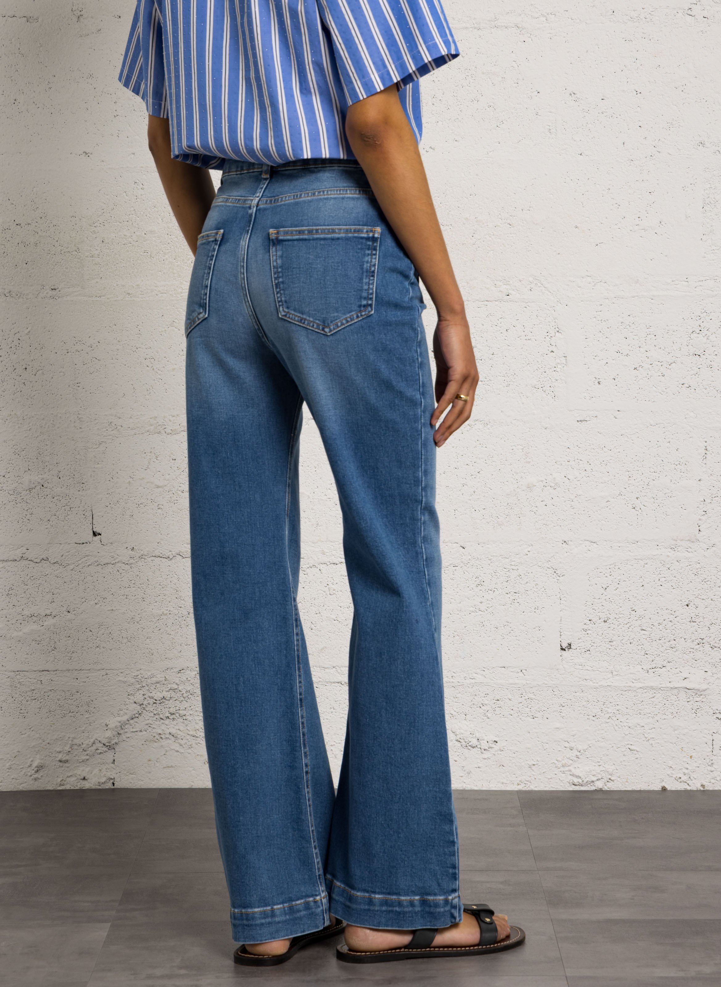 Flared cotton-blend jeans BERENICE Blue