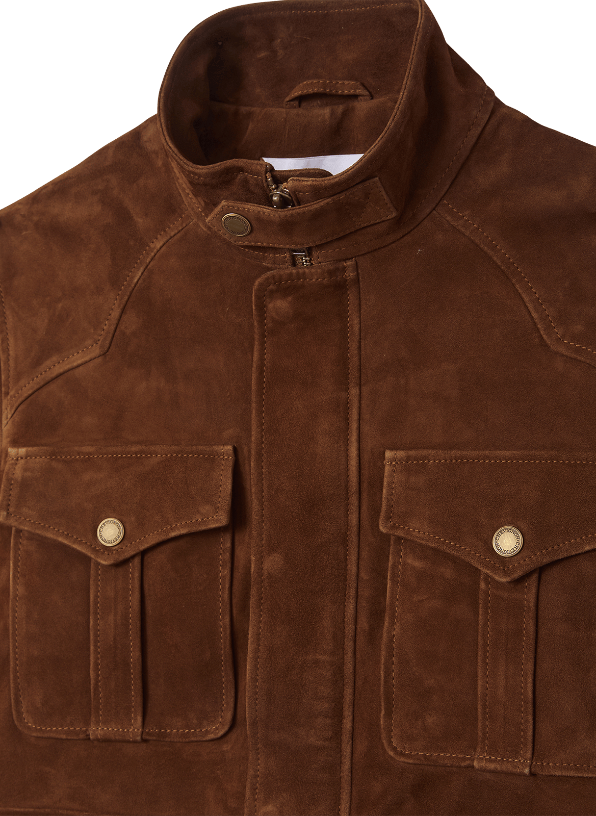 Veste droite en cuir CHEVIGNON Marron