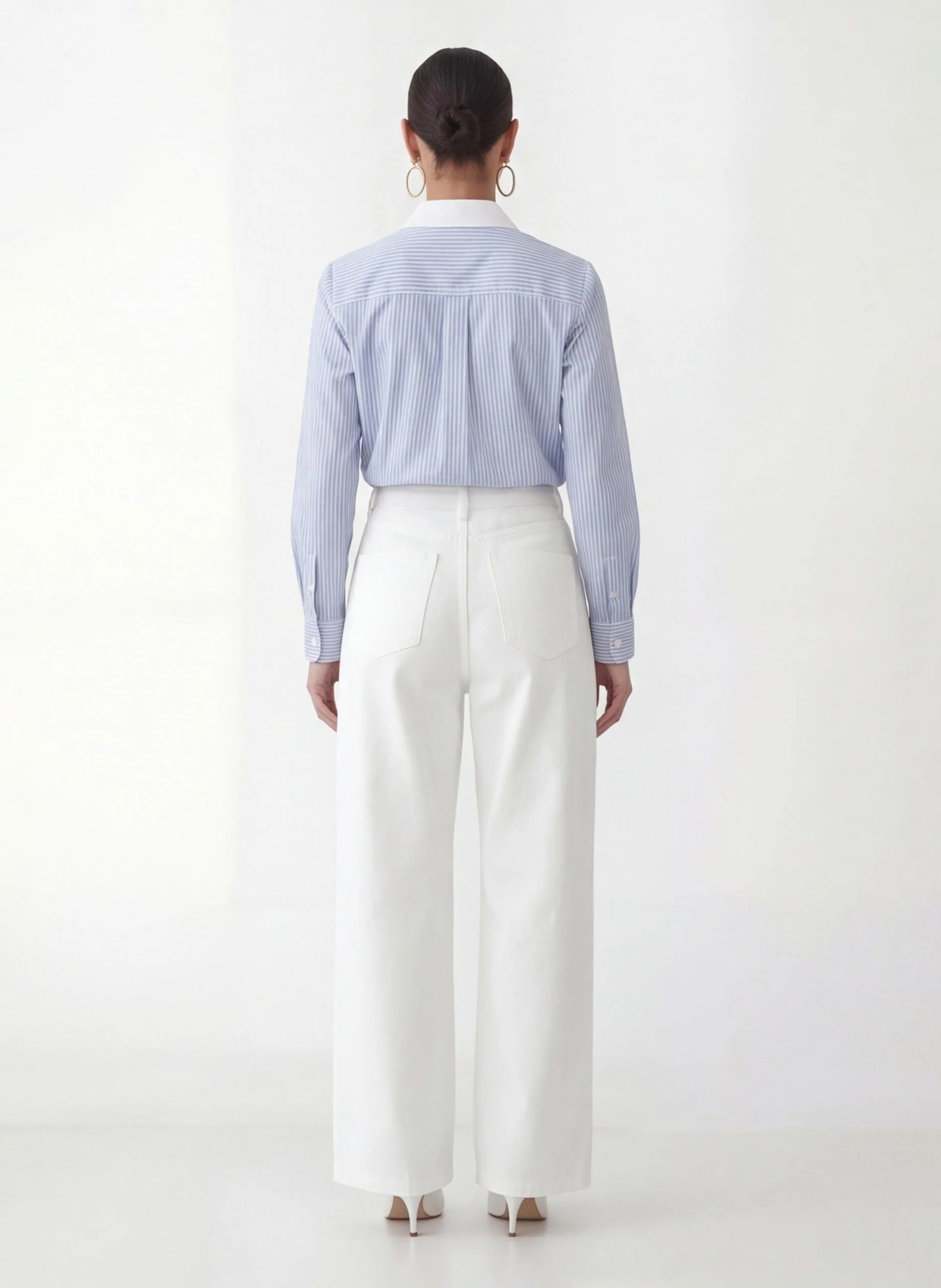 Chemise droite col classique en coton rayé KOOKAI Bleu