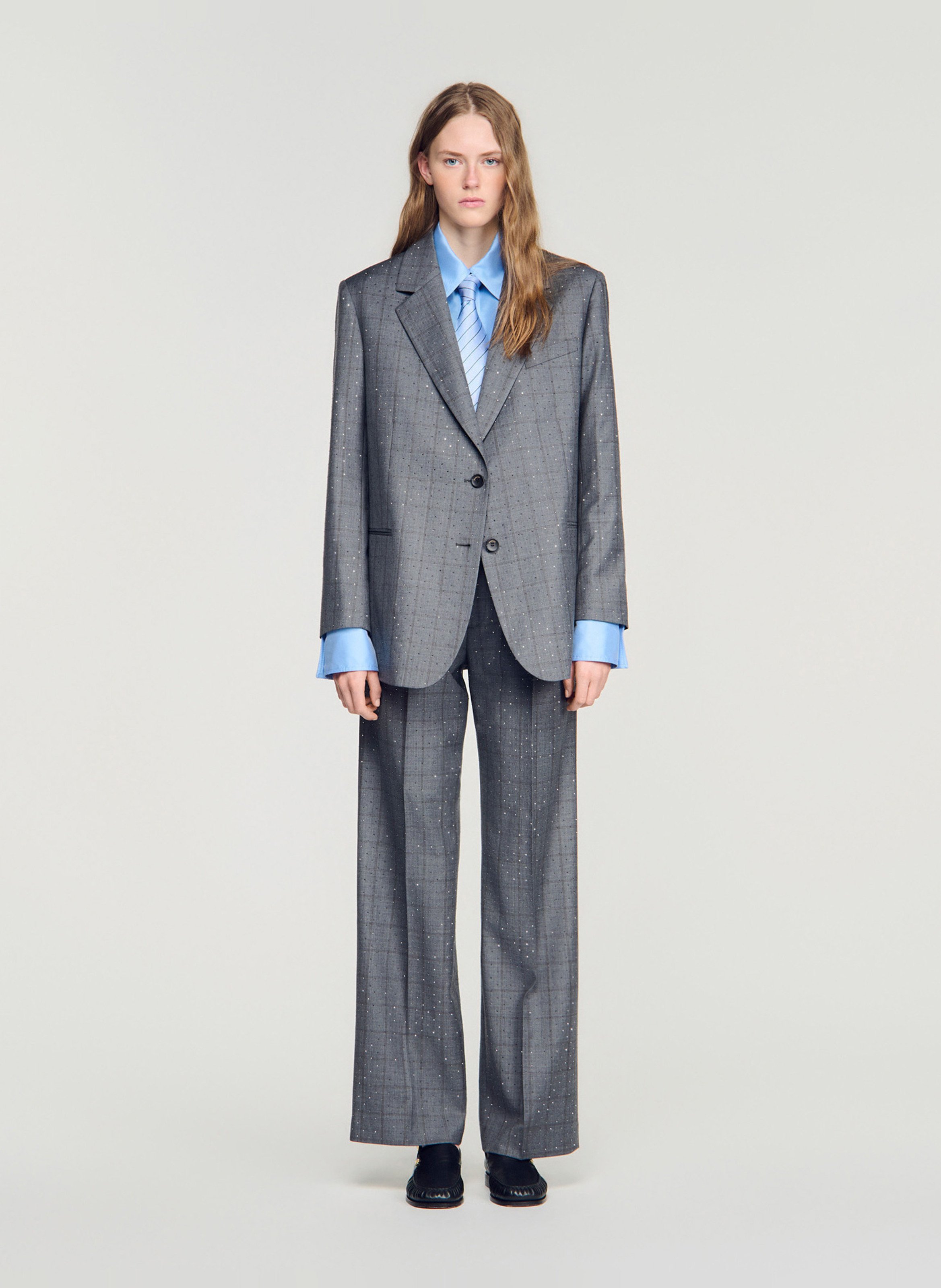 Oversized wollen blazer SANDRO Grijs