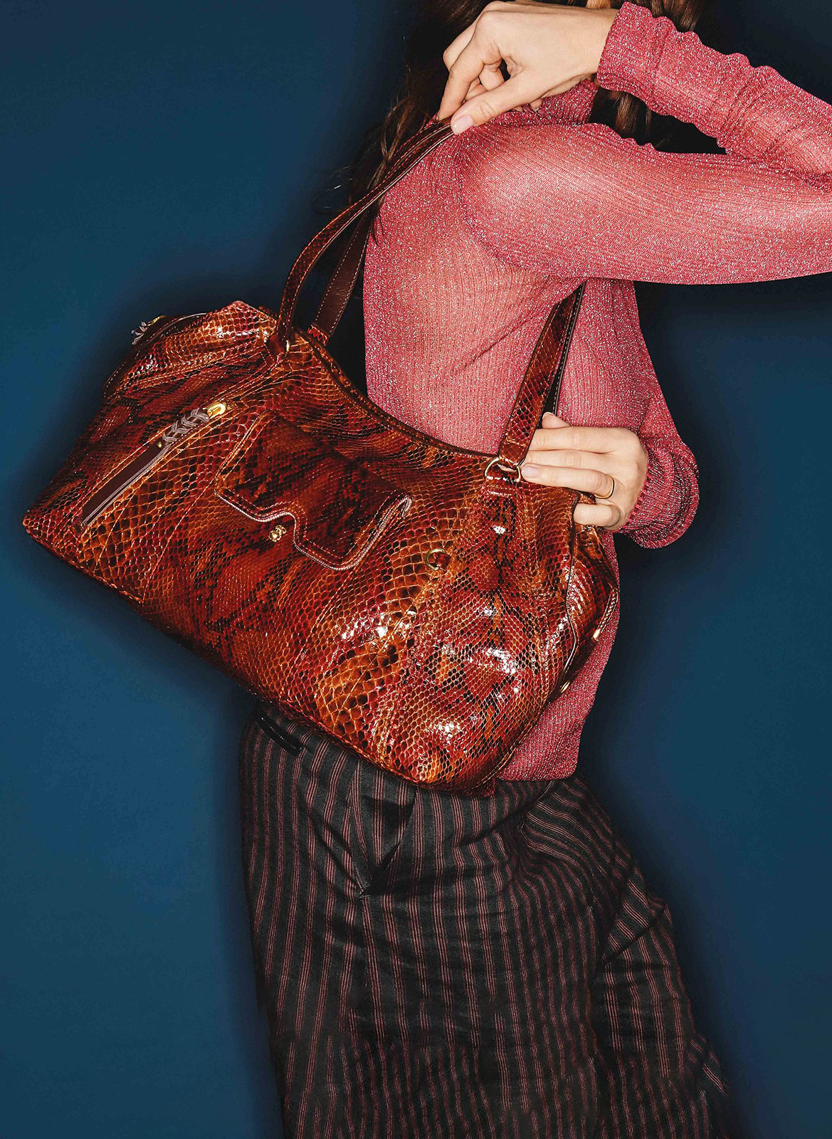Schultertasche aus Pythonleder CLARIS VIROT Mehrfarbig