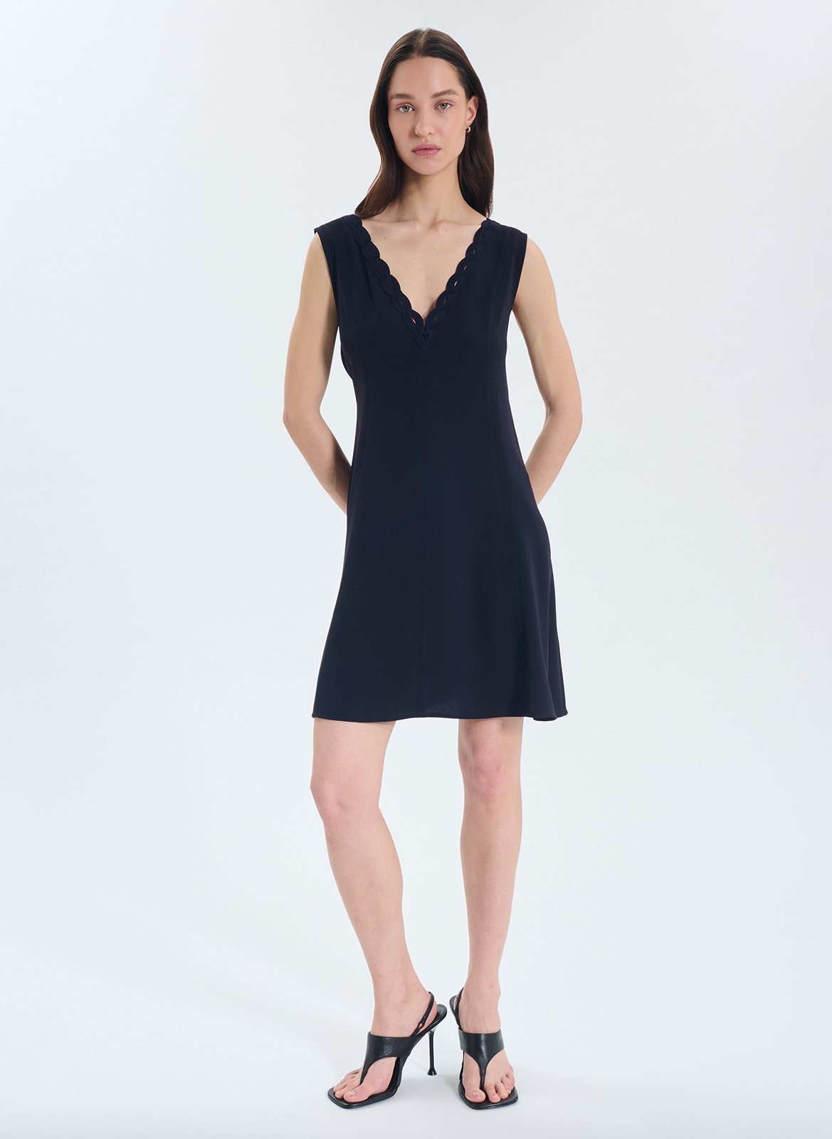 Robe courte col v  ZAPA Bleu