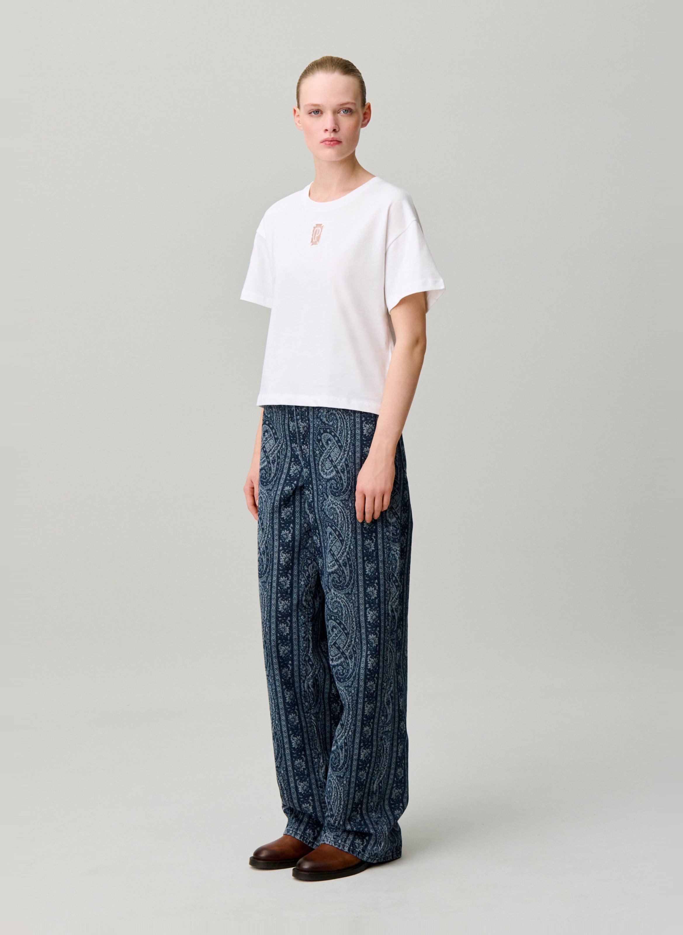 Tee-shirt col rond en coton CLAUDIE PIERLOT Beige