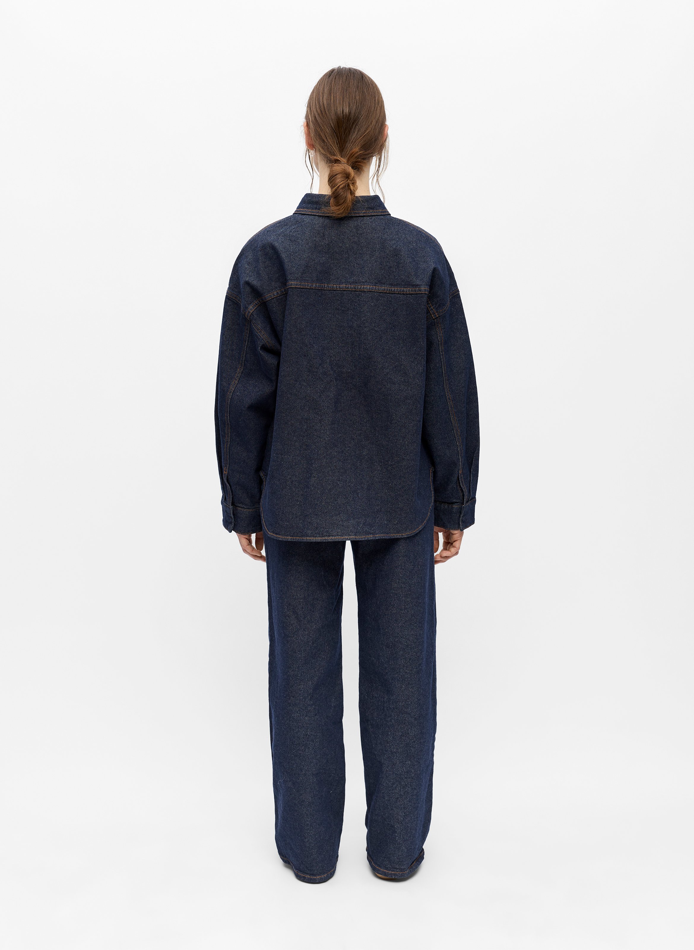 Weites Hemd aus rohem Denim OBJECT Blau
