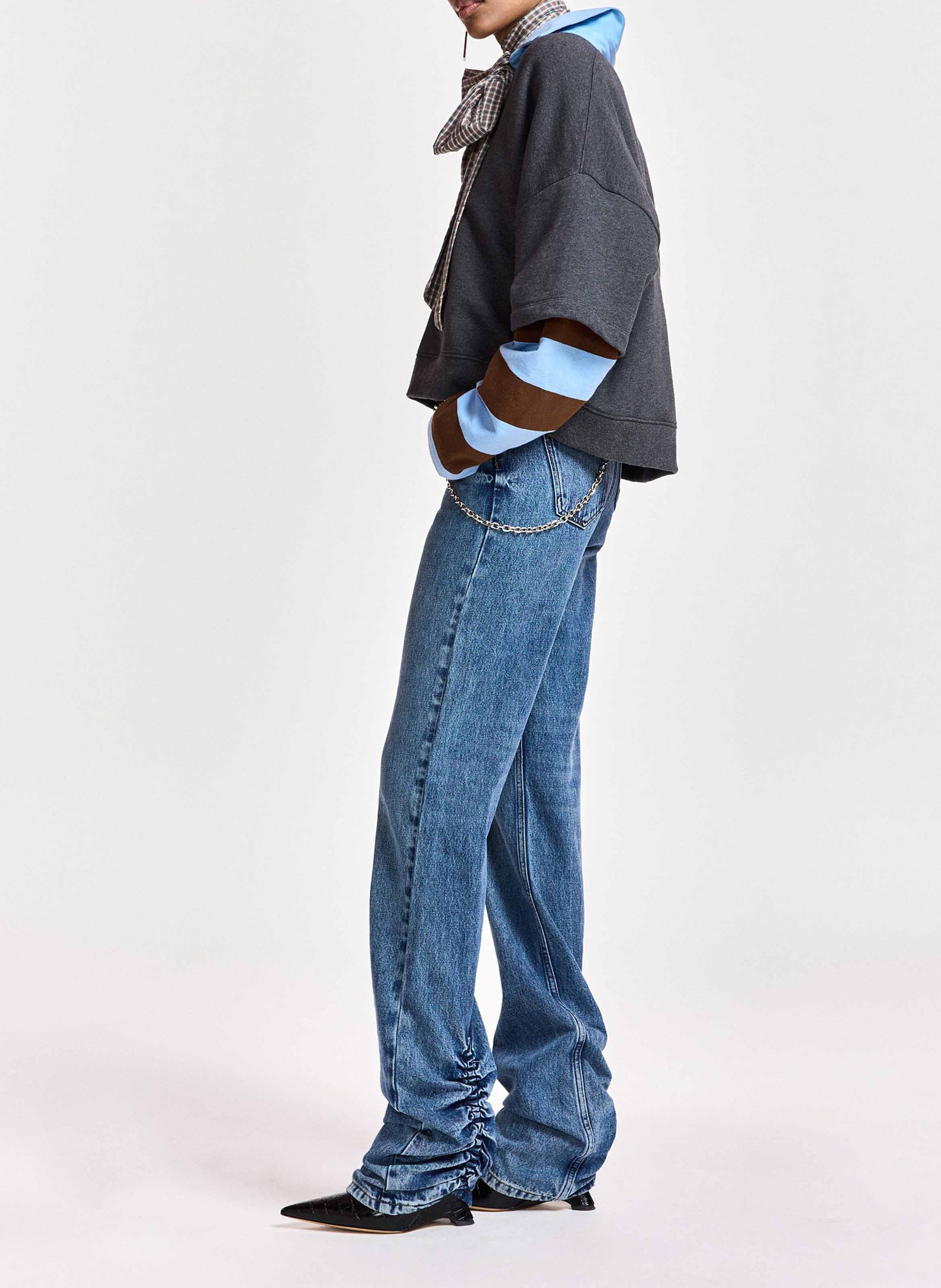 Gerade geschnittenes Baumwoll-Sweatshirt mit Polokragen ESSENTIEL ANTWERP Grau