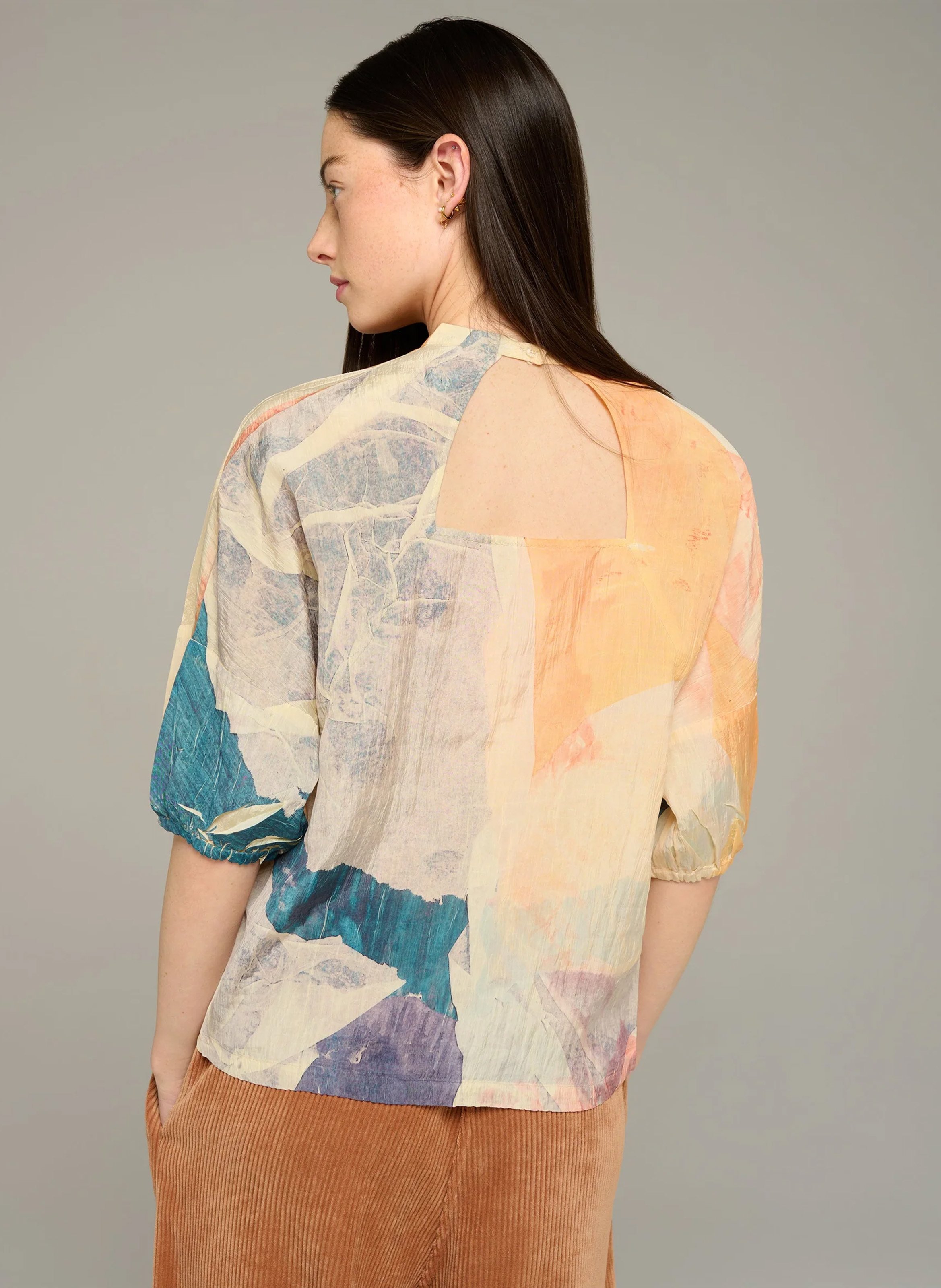 Blouse oversize col rond imprimée COTELAC ACOTE Multicolore