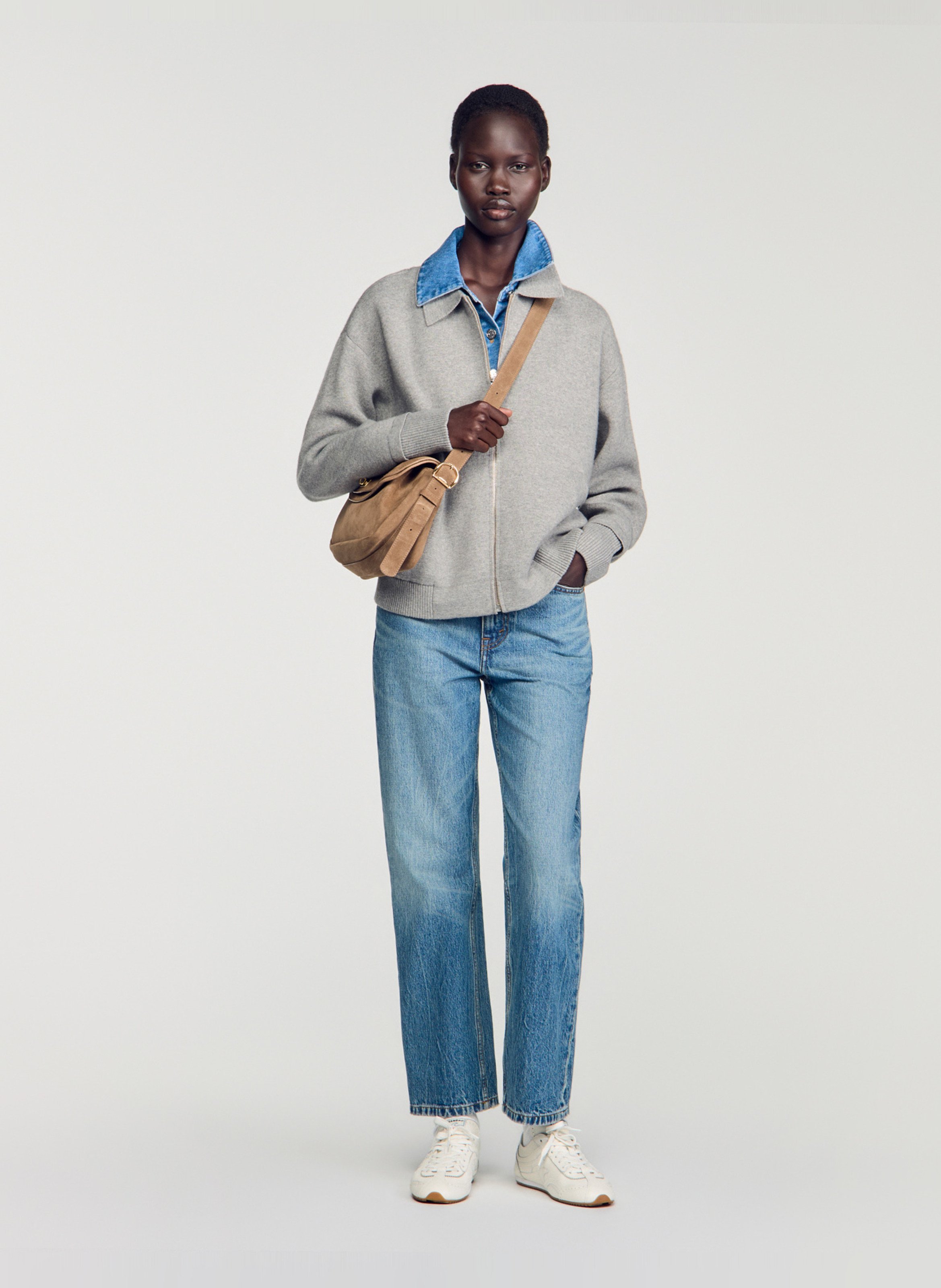 Oversized hybride sweater SANDRO Grijs