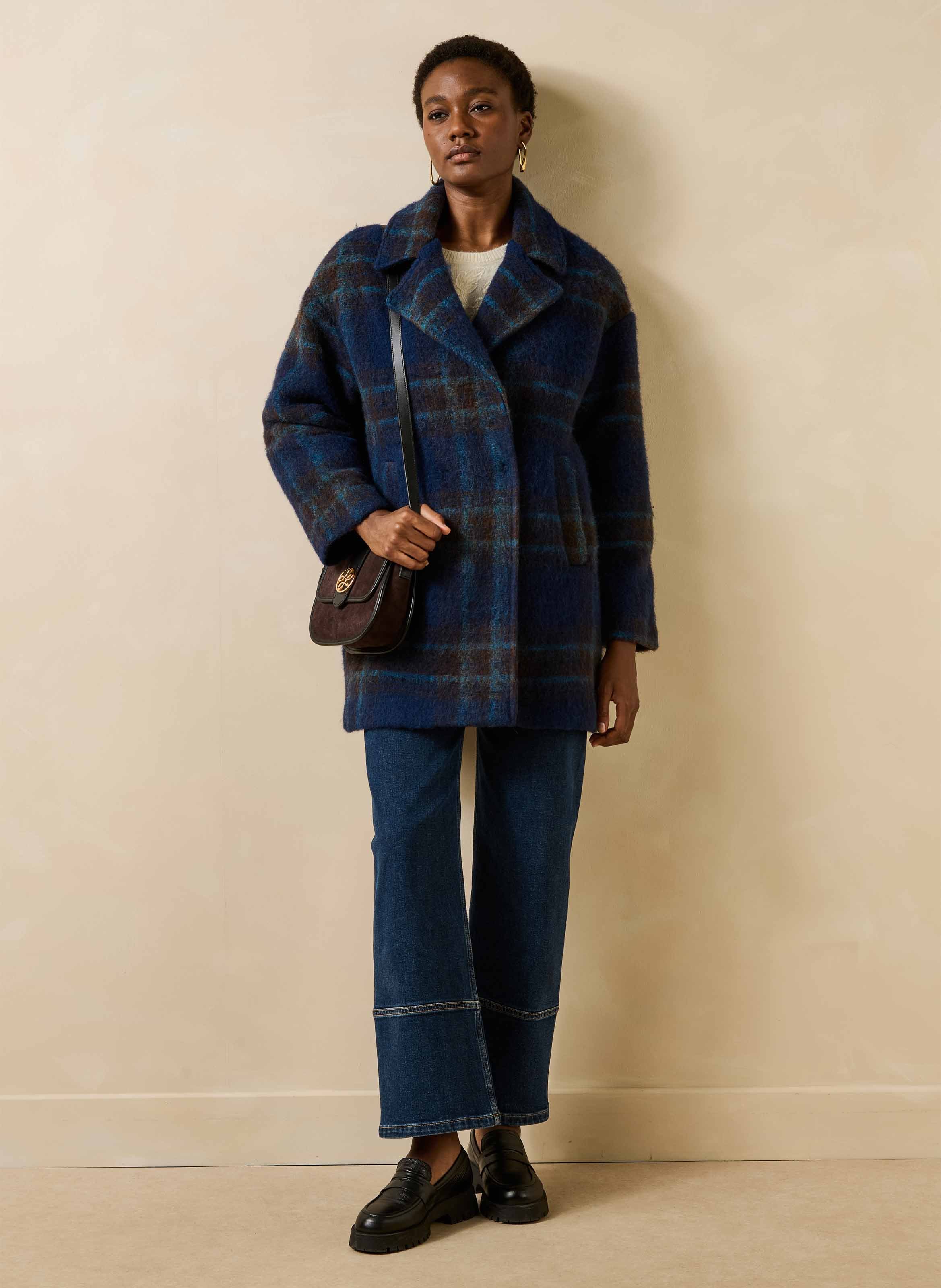 Manteau oversize en laine mélangée LA FEE MARABOUTEE Bleu
