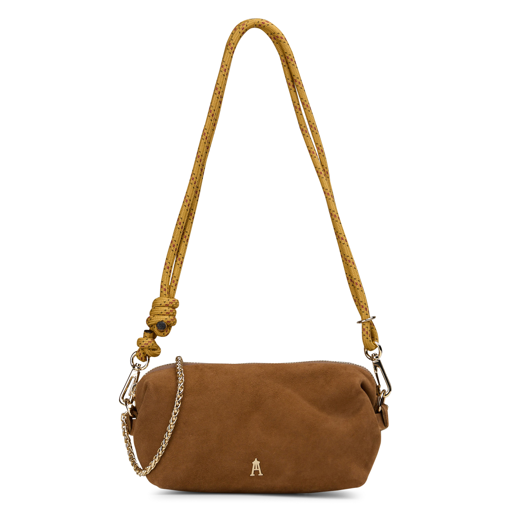 Geschnürte Beuteltasche aus strukturiertem Leder NUAGE Suede sepia