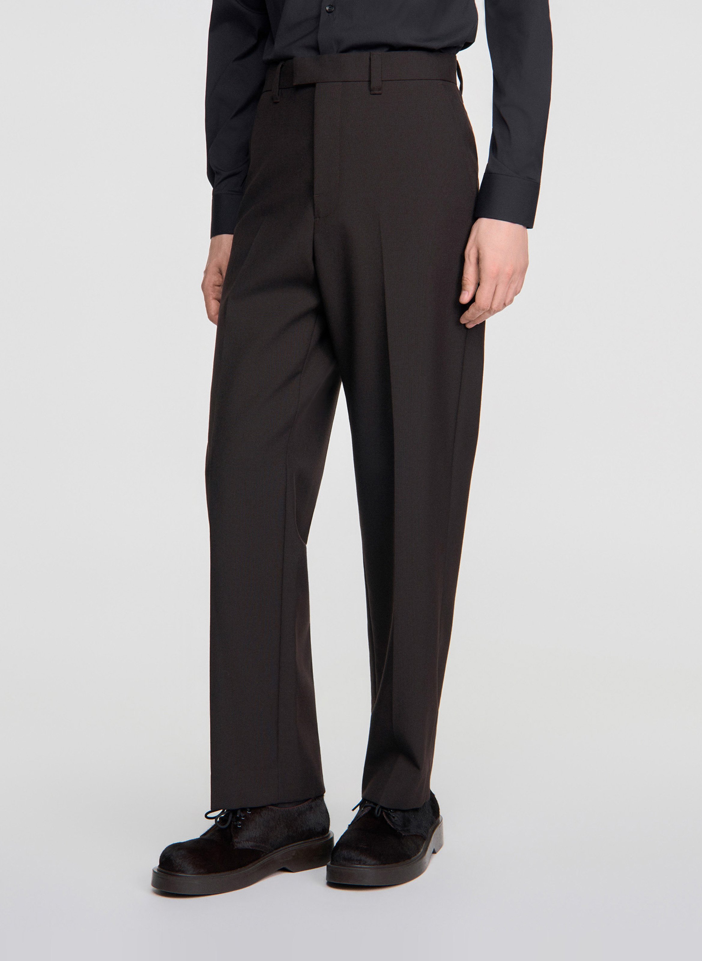 Pantalon de costume en laine mélangée SANDRO Marron