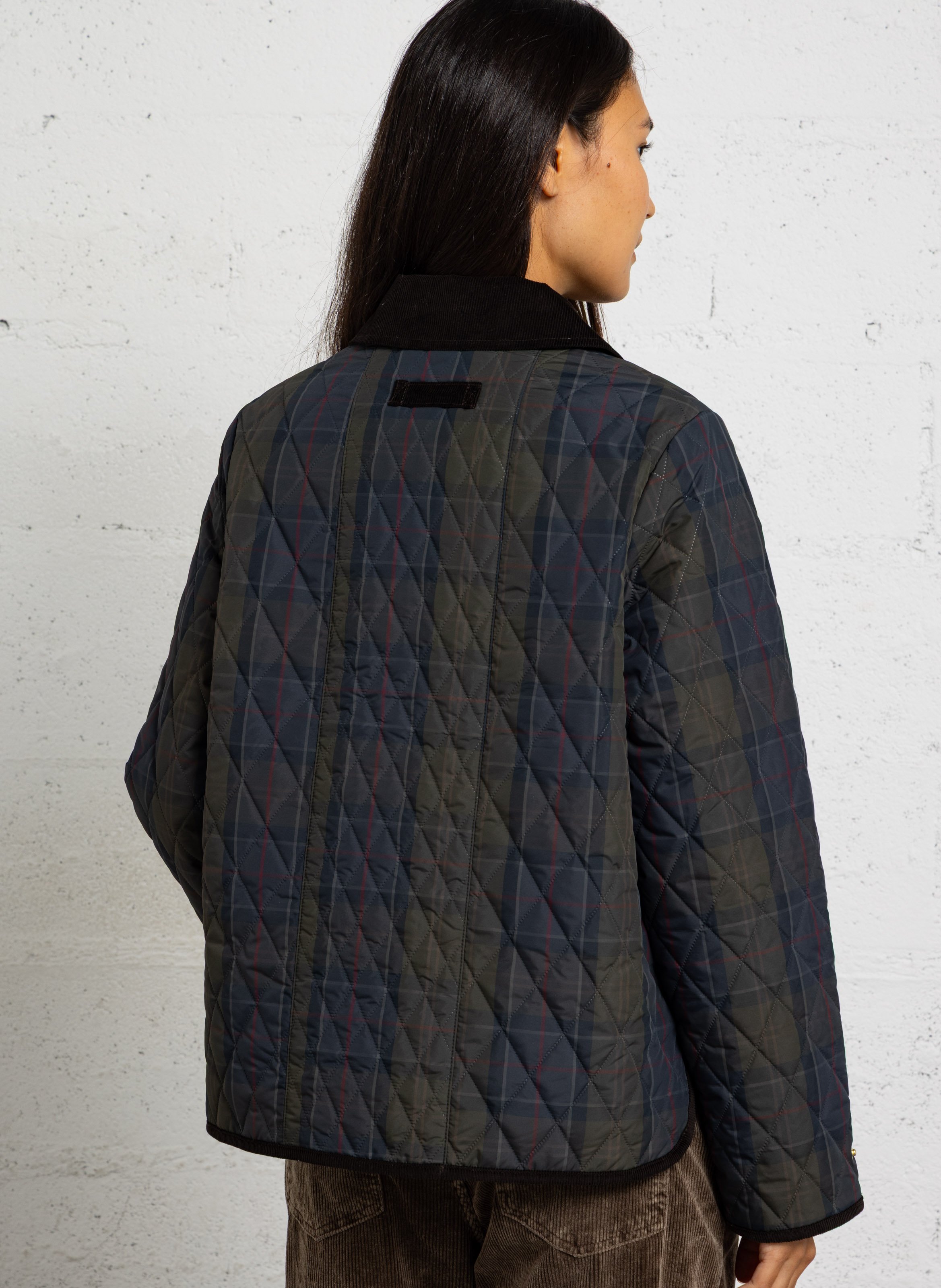 Oversized jacket with classic collar in velvet BARBOUR Green