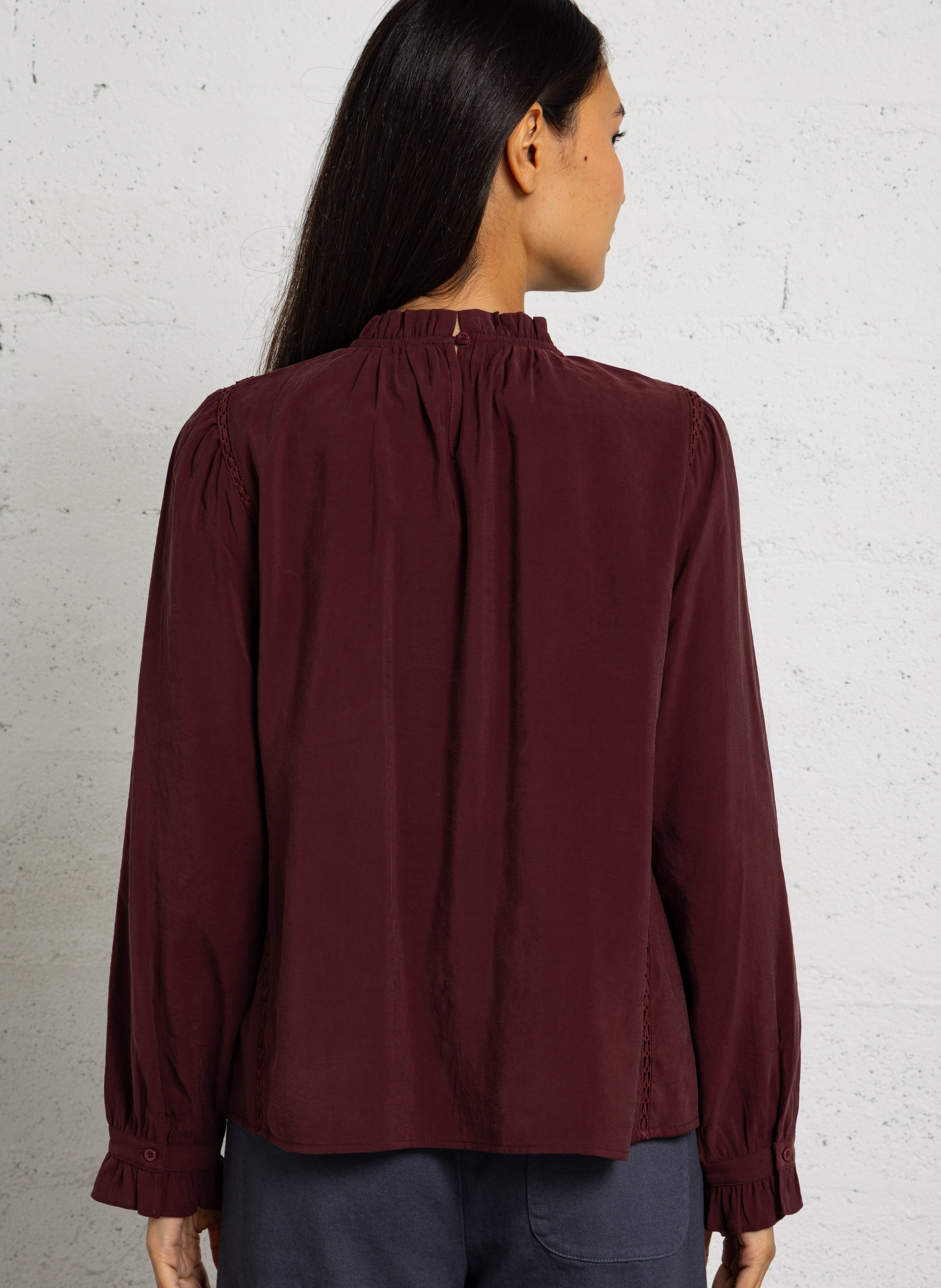 Blouse col montant en coton mélangé SEE U SOON Violet