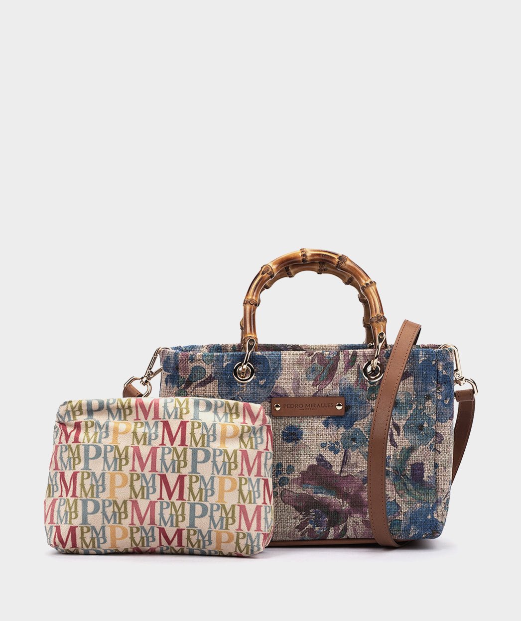 Fabric crossbody bag with inner toiletry pouch. PEDRO MIRALLES Blue