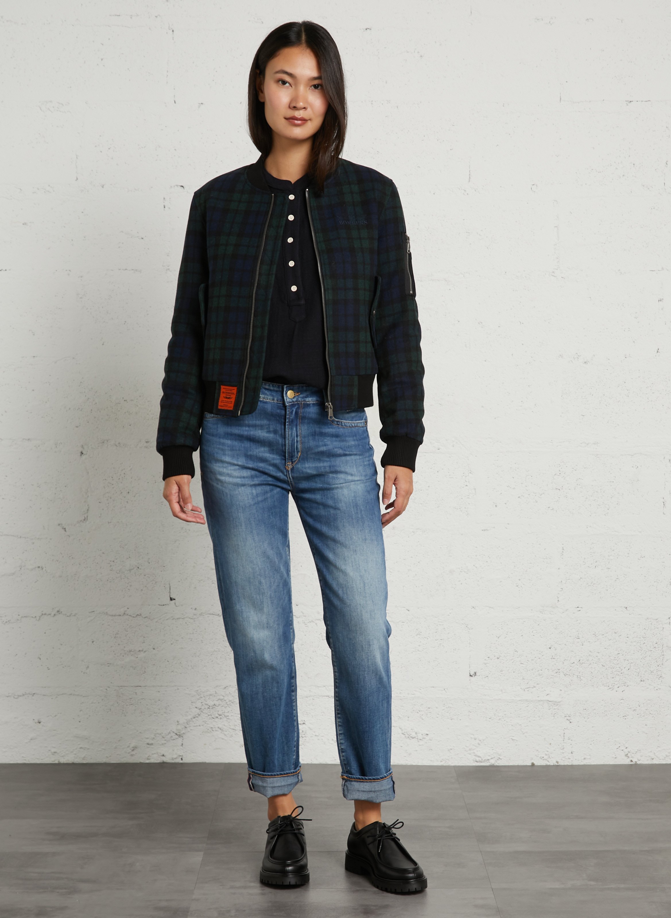 Top with mao collar in blended wool HOD PARIS Black