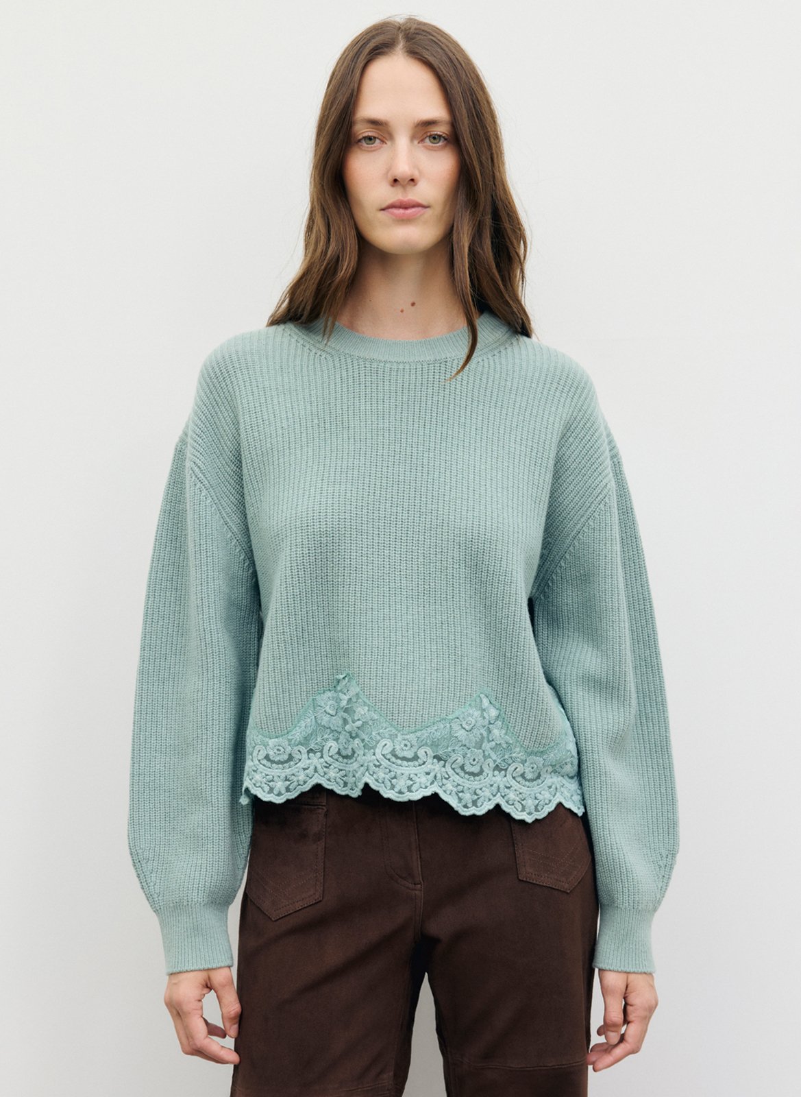 Loose-fit round-neck wool sweater GERARD DAREL Green