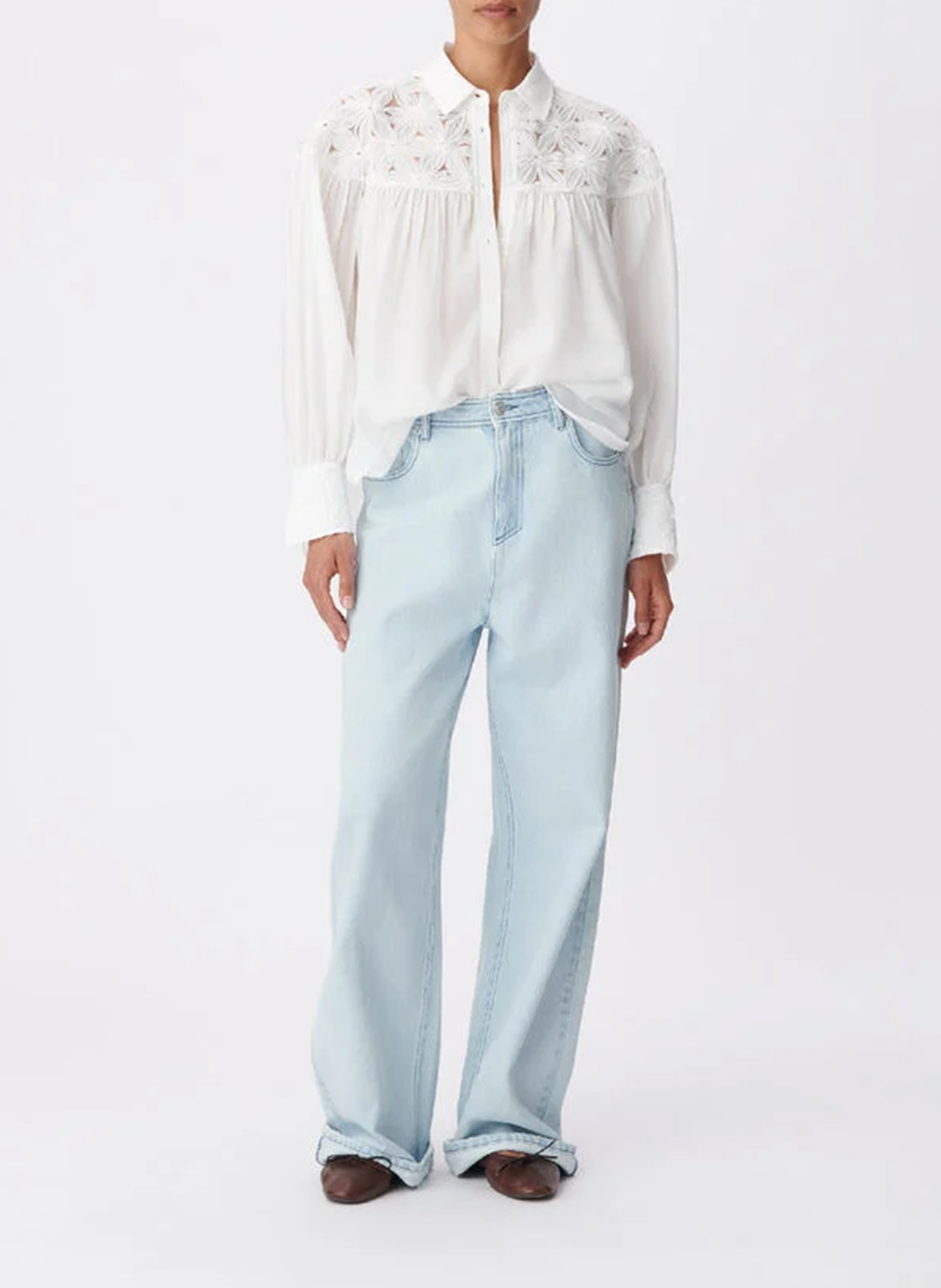 Chemise fluide avec détail fleurs IKKS Blanc
