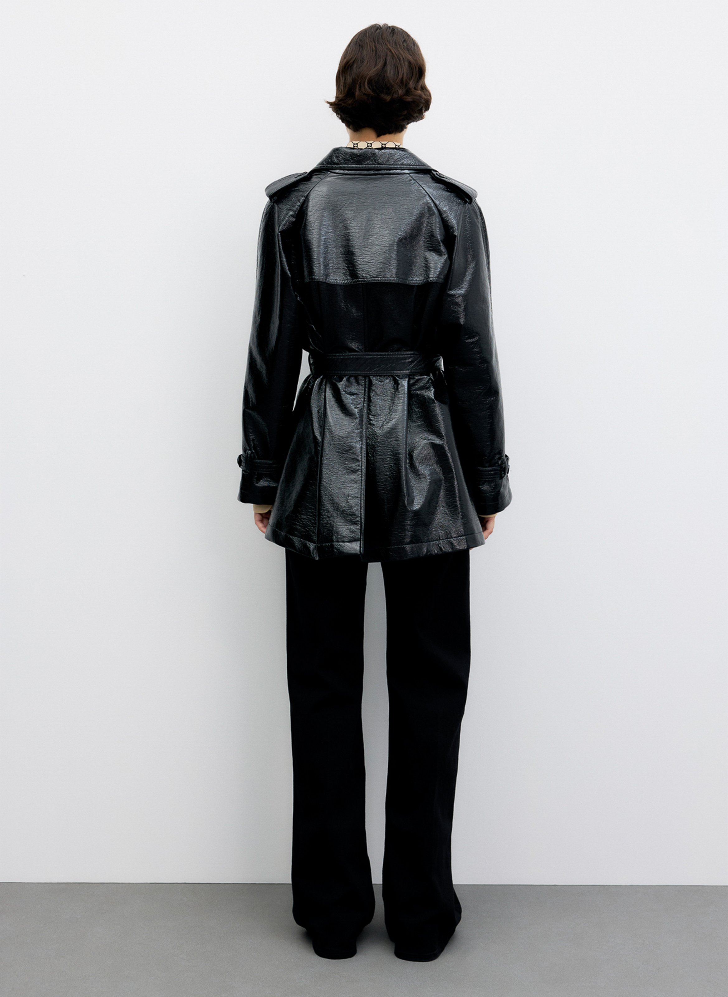 Cotton-blend trench with tailored collar GERARD DAREL Black