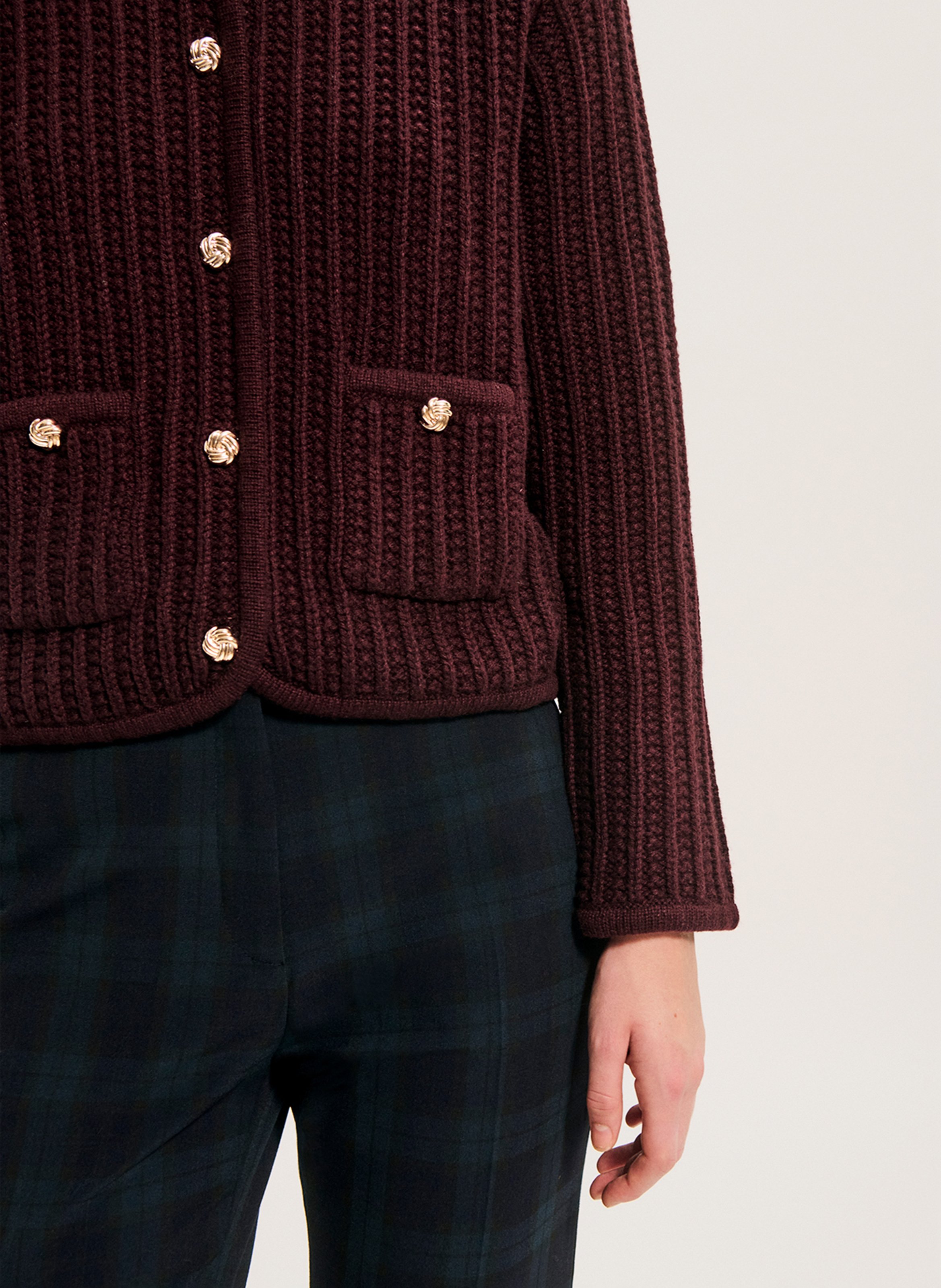 Wollmix-Strickjacke mit Rundhalsausschnitt PABLO Rot