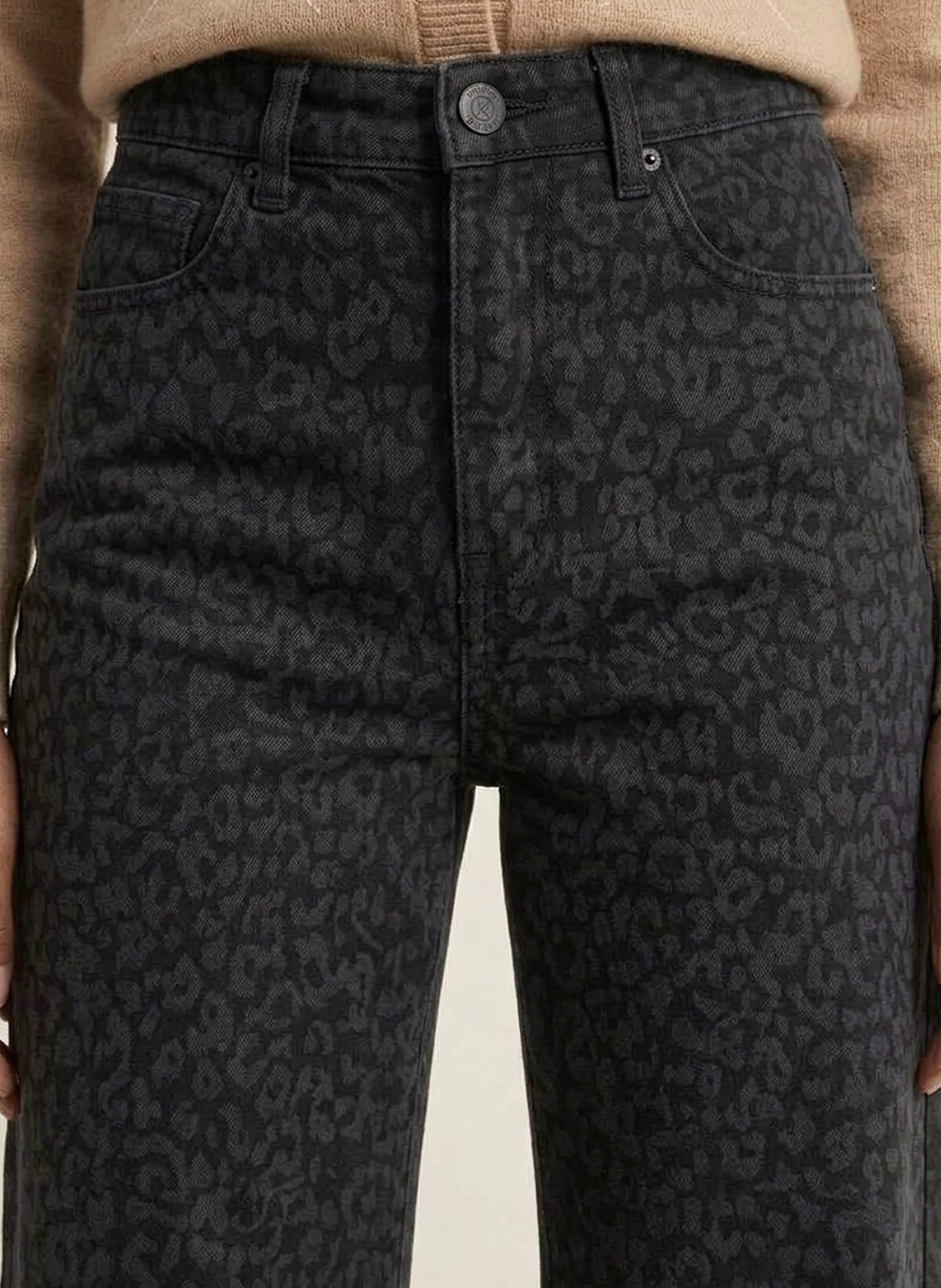 Rechte jeans met dierenprint van katoenmenging KOOKAI Zwart