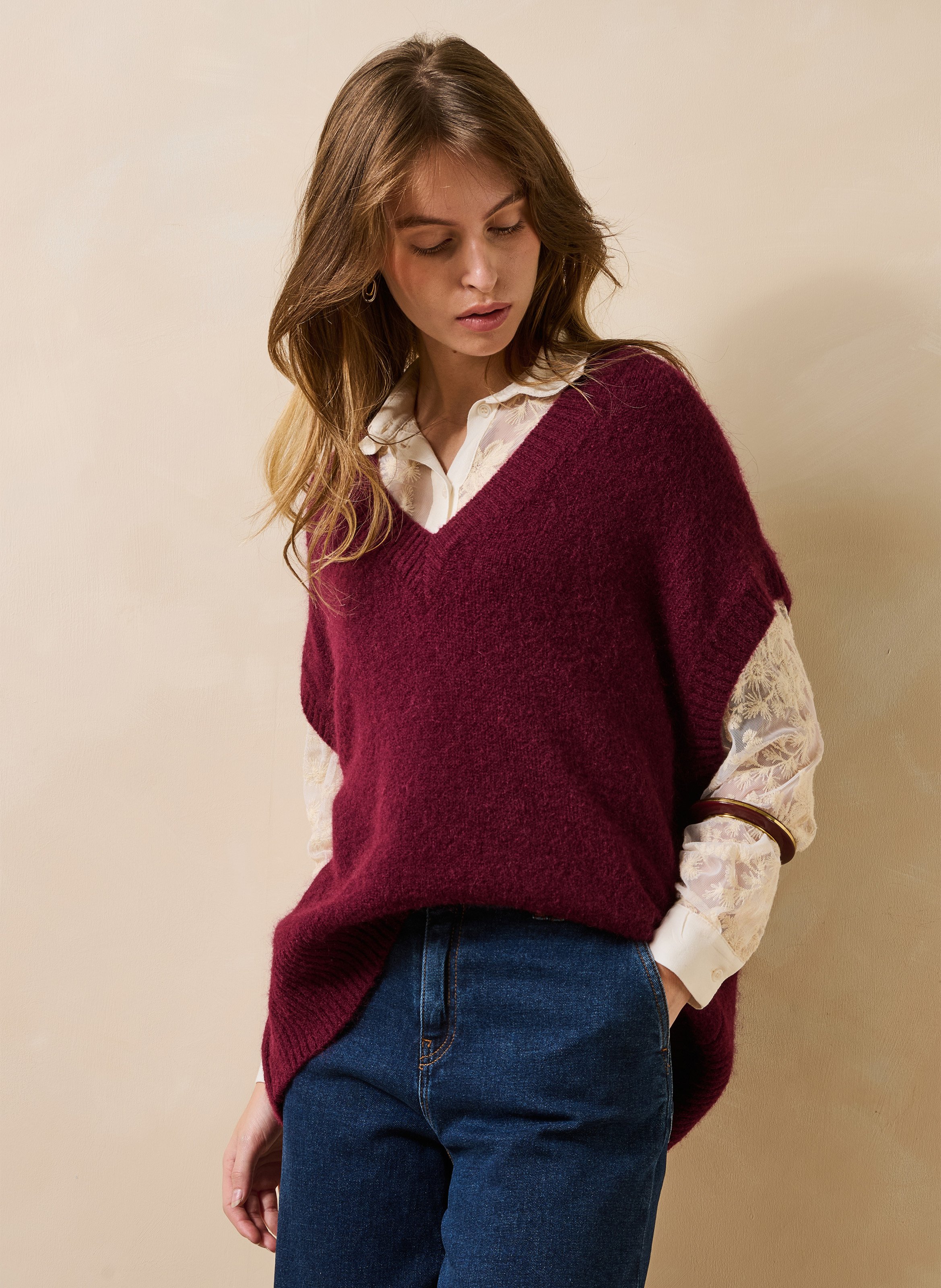 V-neck sleeveless sweater LA FEE MARABOUTEE Purple