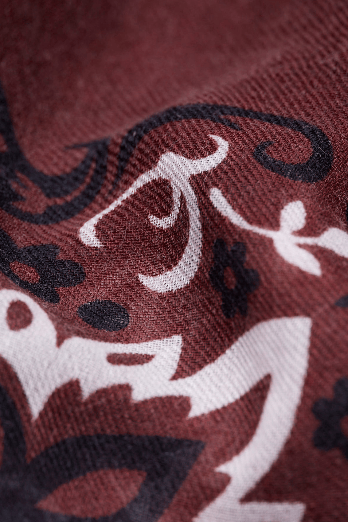 Haddock wool and silk printed scarf MAISON LECOMTE FLAMENT Brown