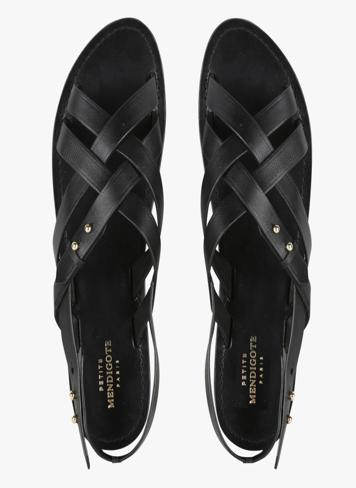 Metallic Leather Sandals Noir Petite Mendigote - Women | Place des ...