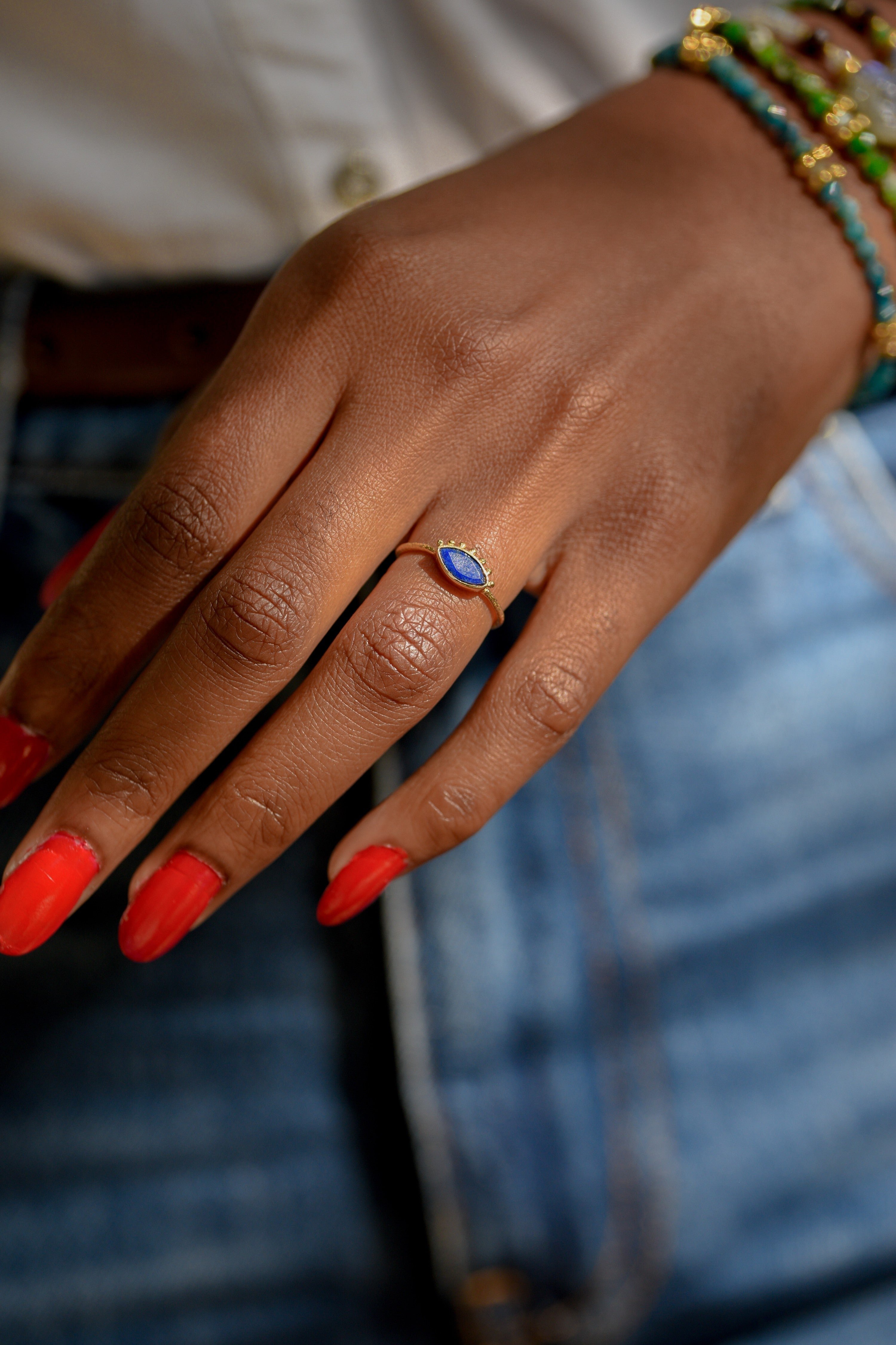 Lapis lazuli eye ring GINANDGER Blue