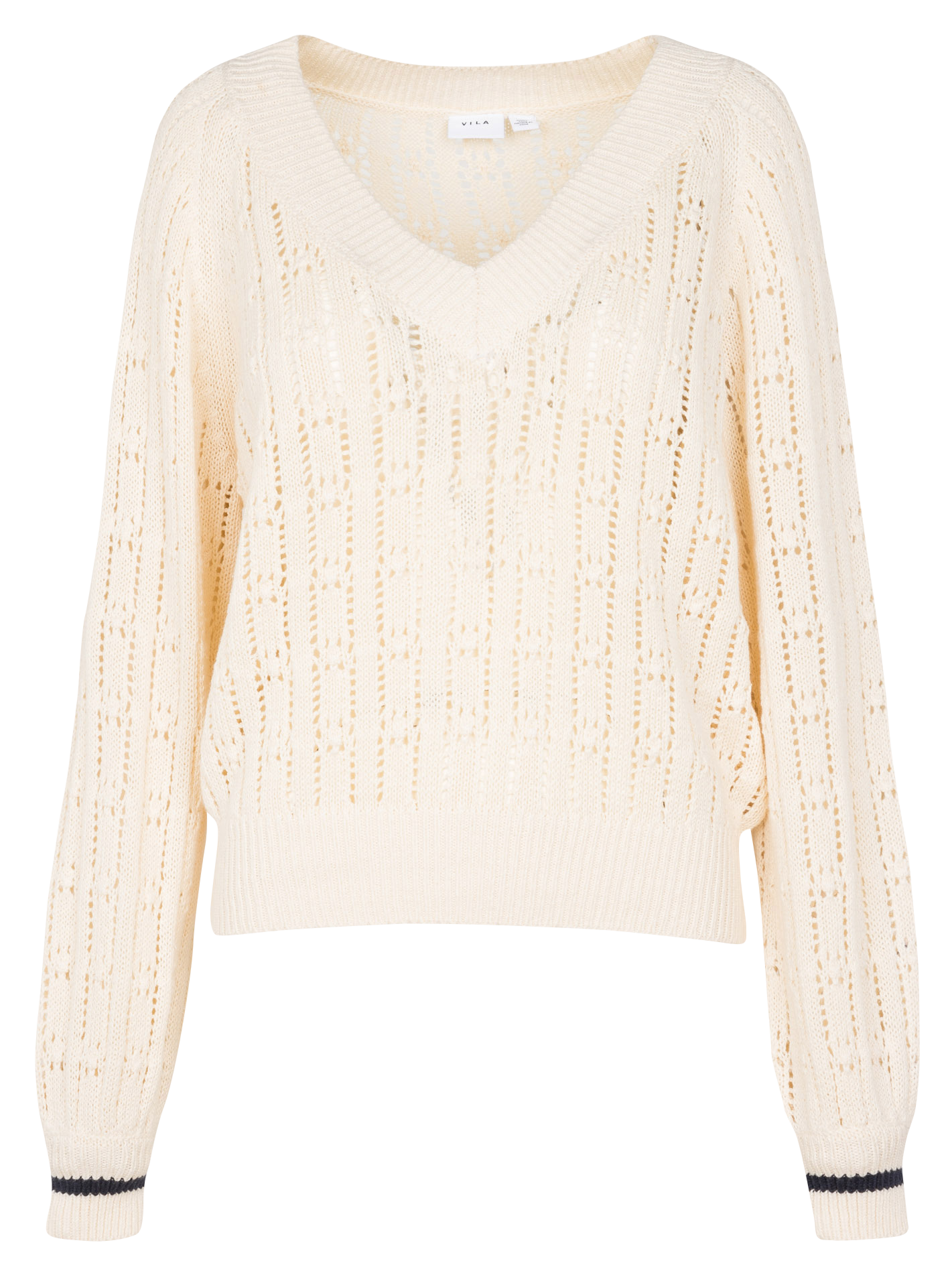 Pull col V en coton VILA Beige