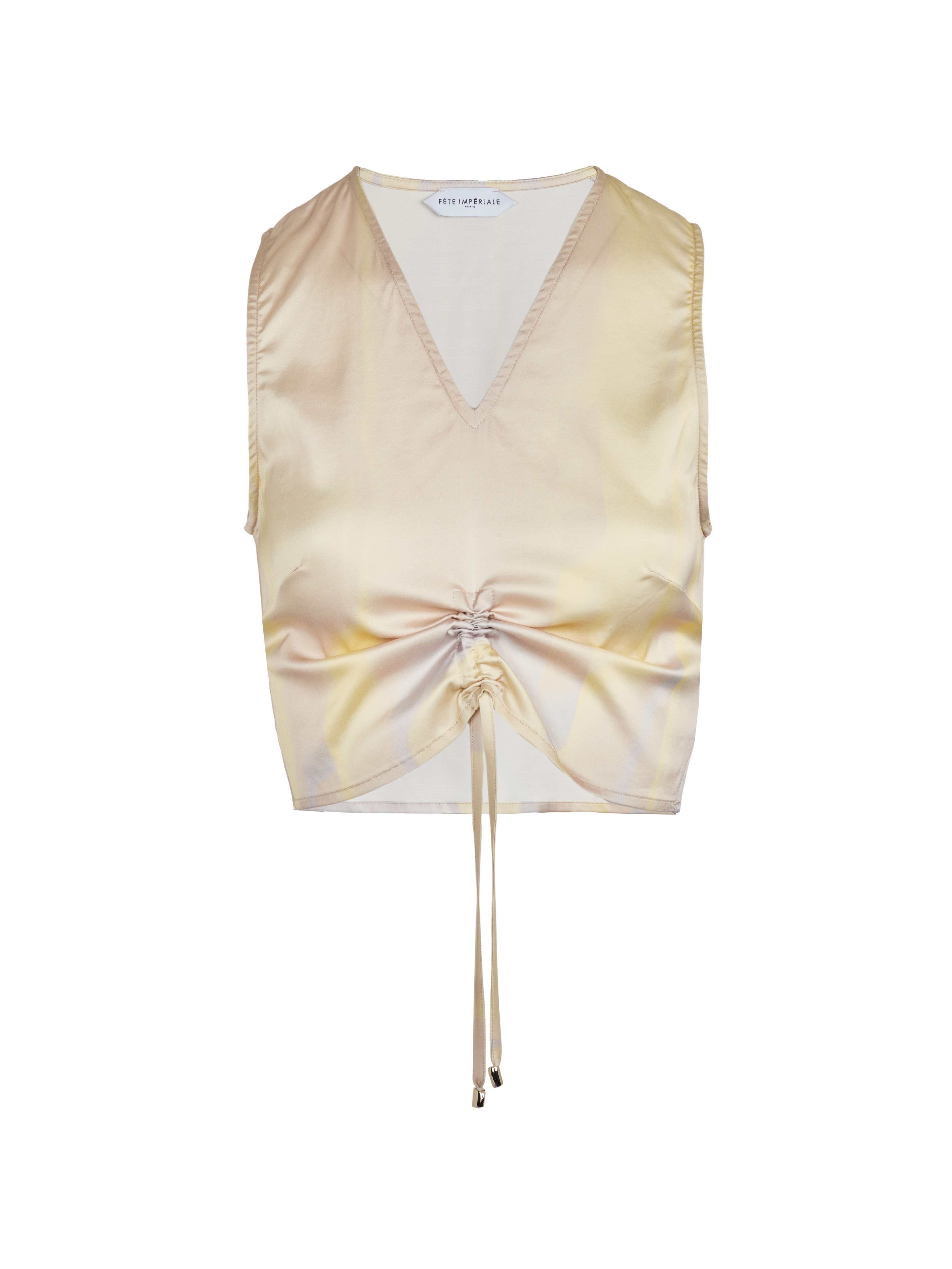 Fluid printed crop top with pleats FETE IMPERIALE Multicolored