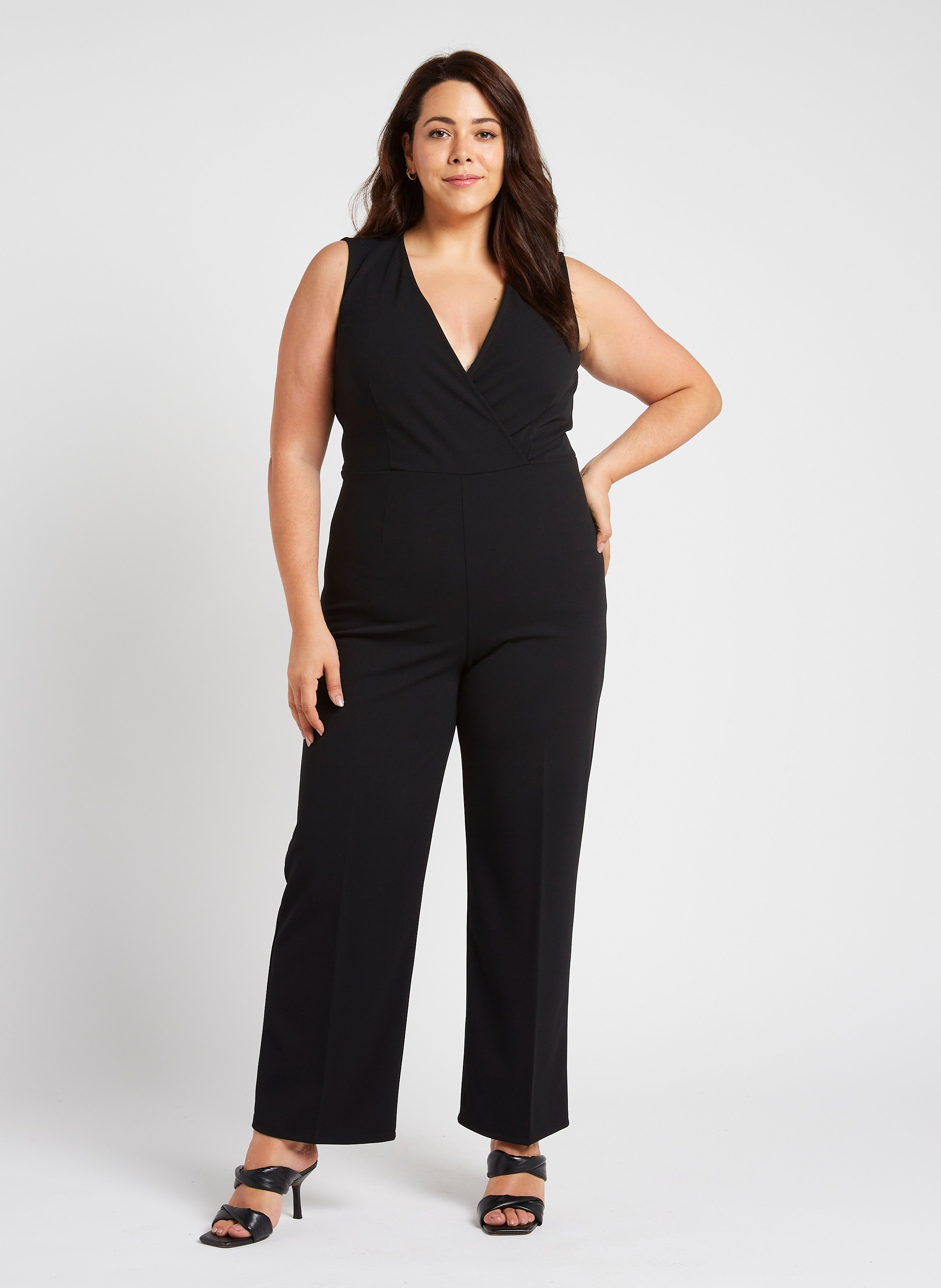 Combinaison droite col V PERSONA by Marina Rinaldi Noir