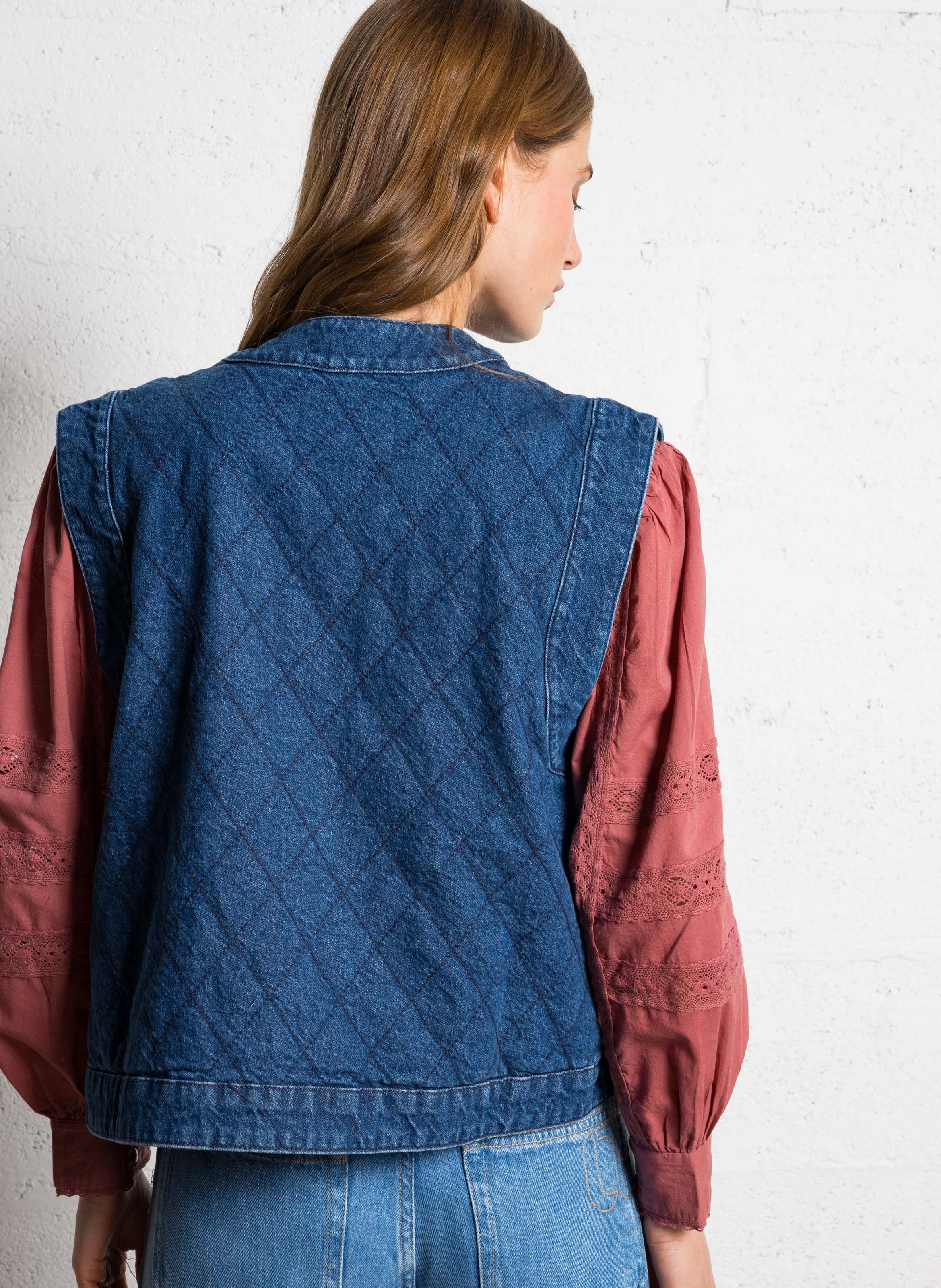 Sleeveless denim cotton jacket I CODE Blue