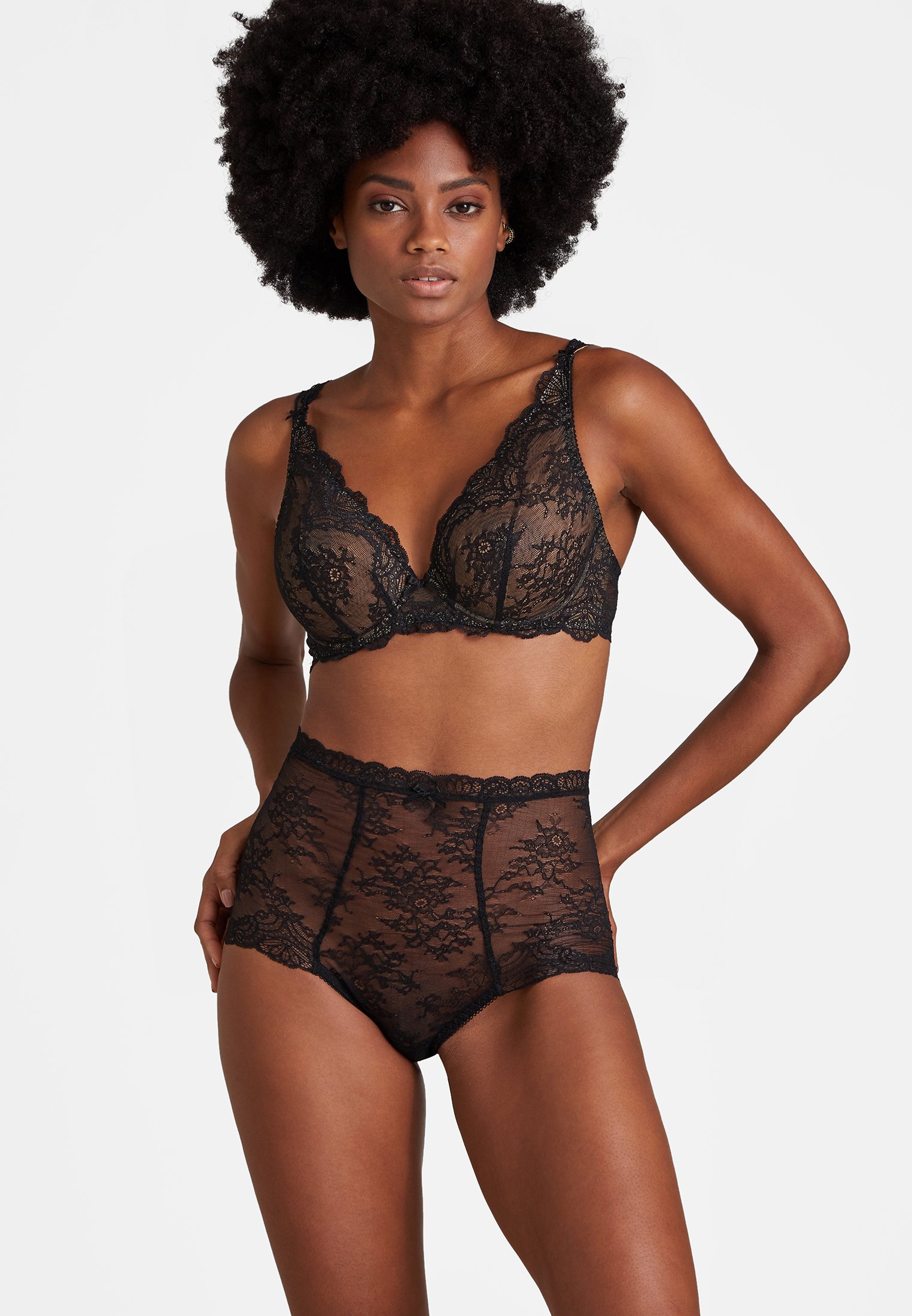 High-waisted lace panties AUBADE Black