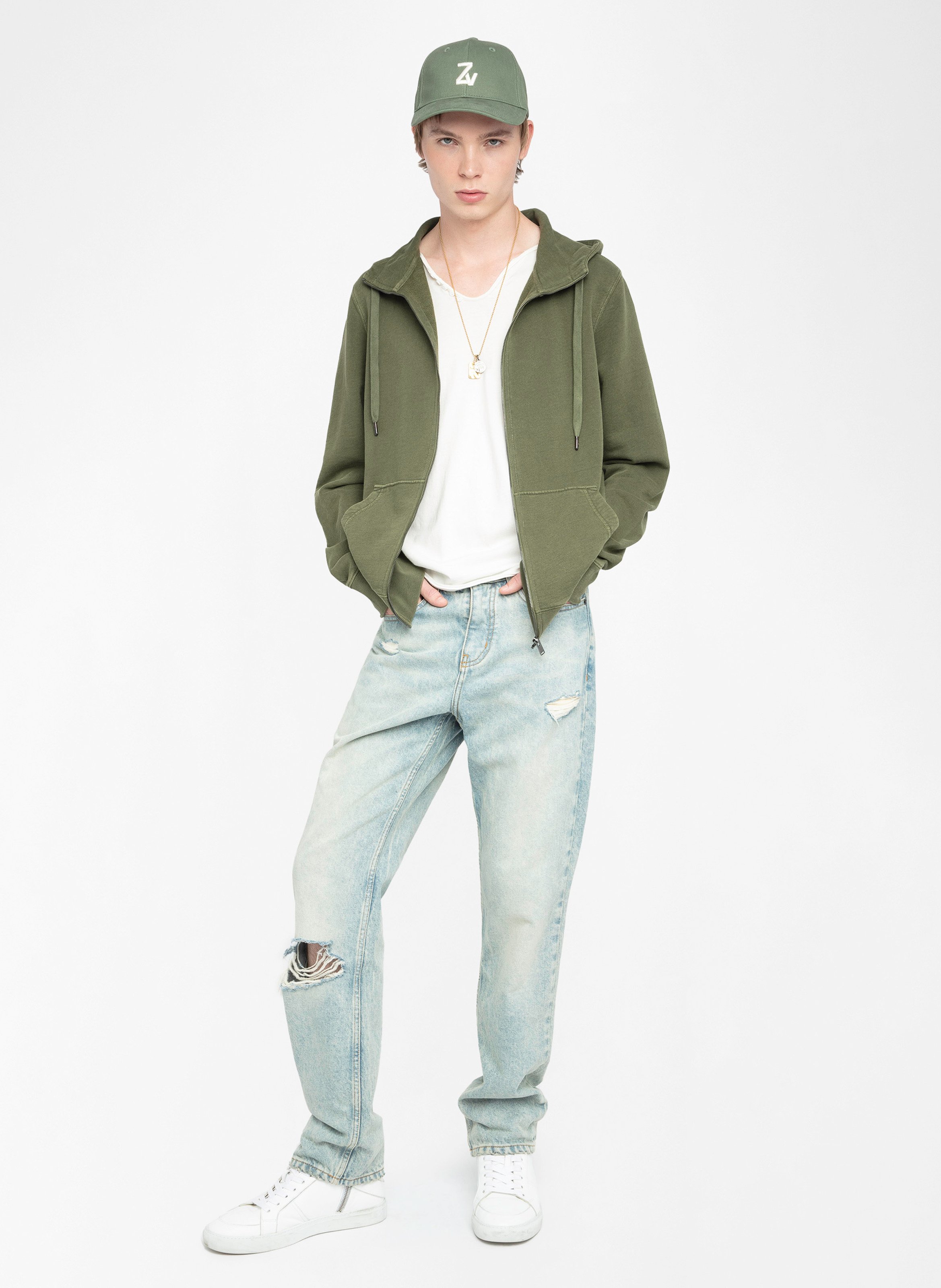 Sweat zippé à capuche ZADIG&amp;VOLTAIRE Vert