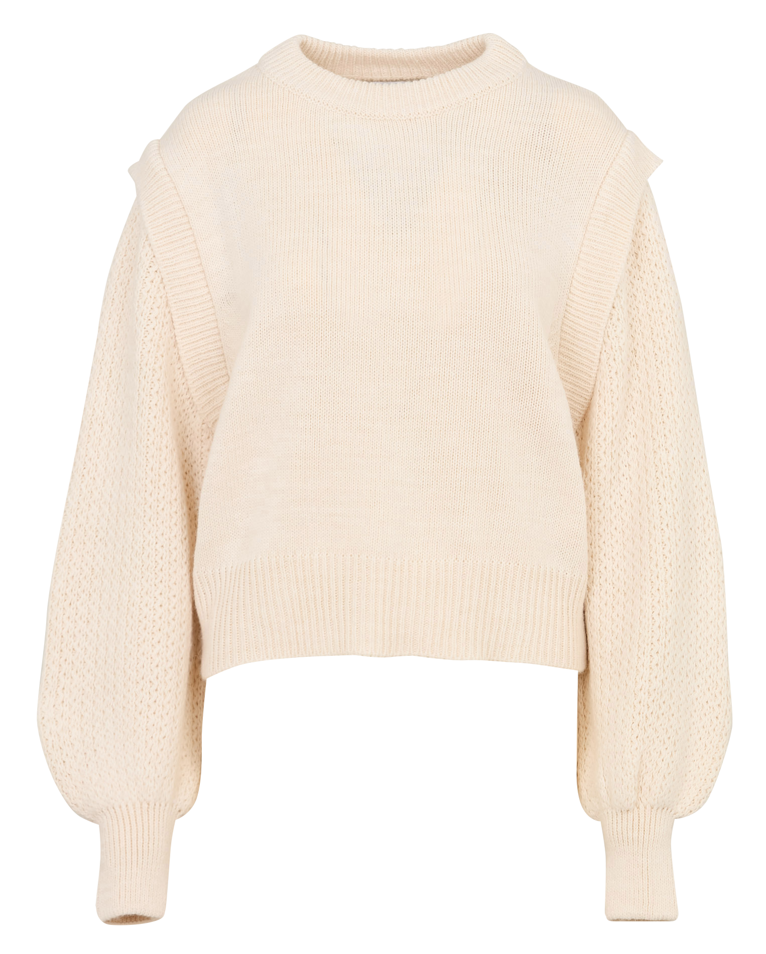 Weiter Rundhalsausschnitt-Pullover aus einfarbigem Strick. LA FEE MARABOUTEE Weiss