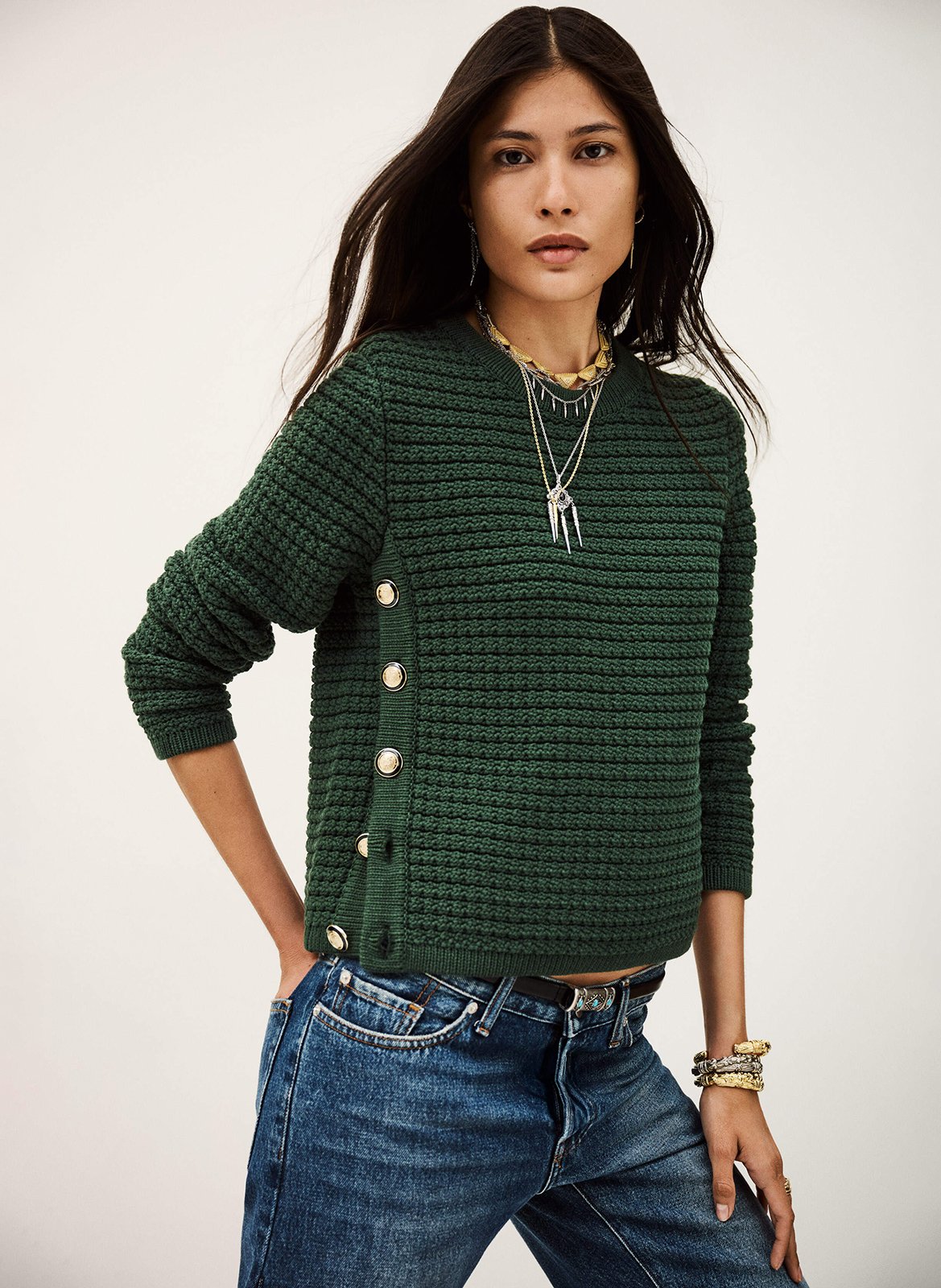 Rechte trui met ronde hals - katoenblend BA&SH