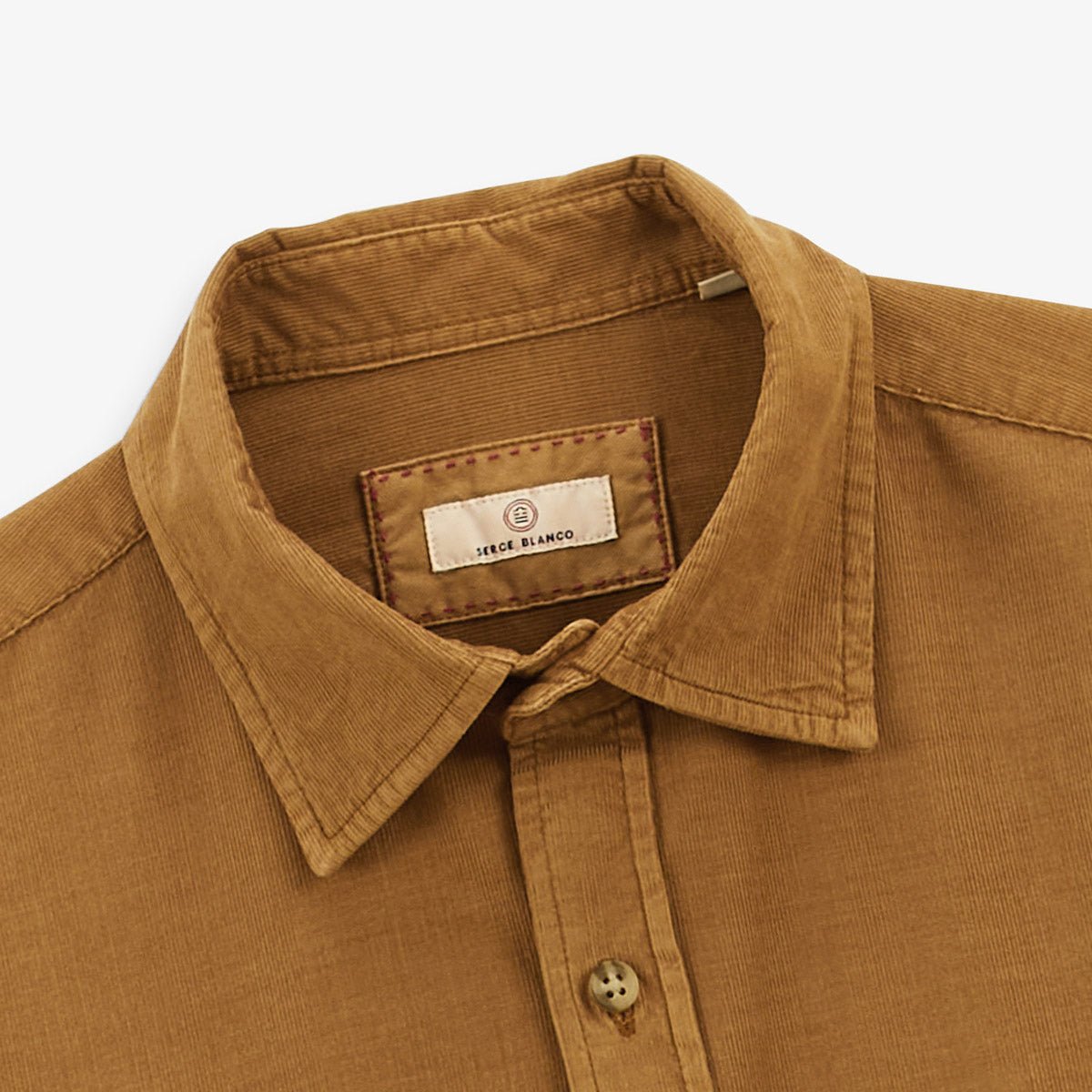 Solid velvet long-sleeve shirt SERGE BLANCO Brown