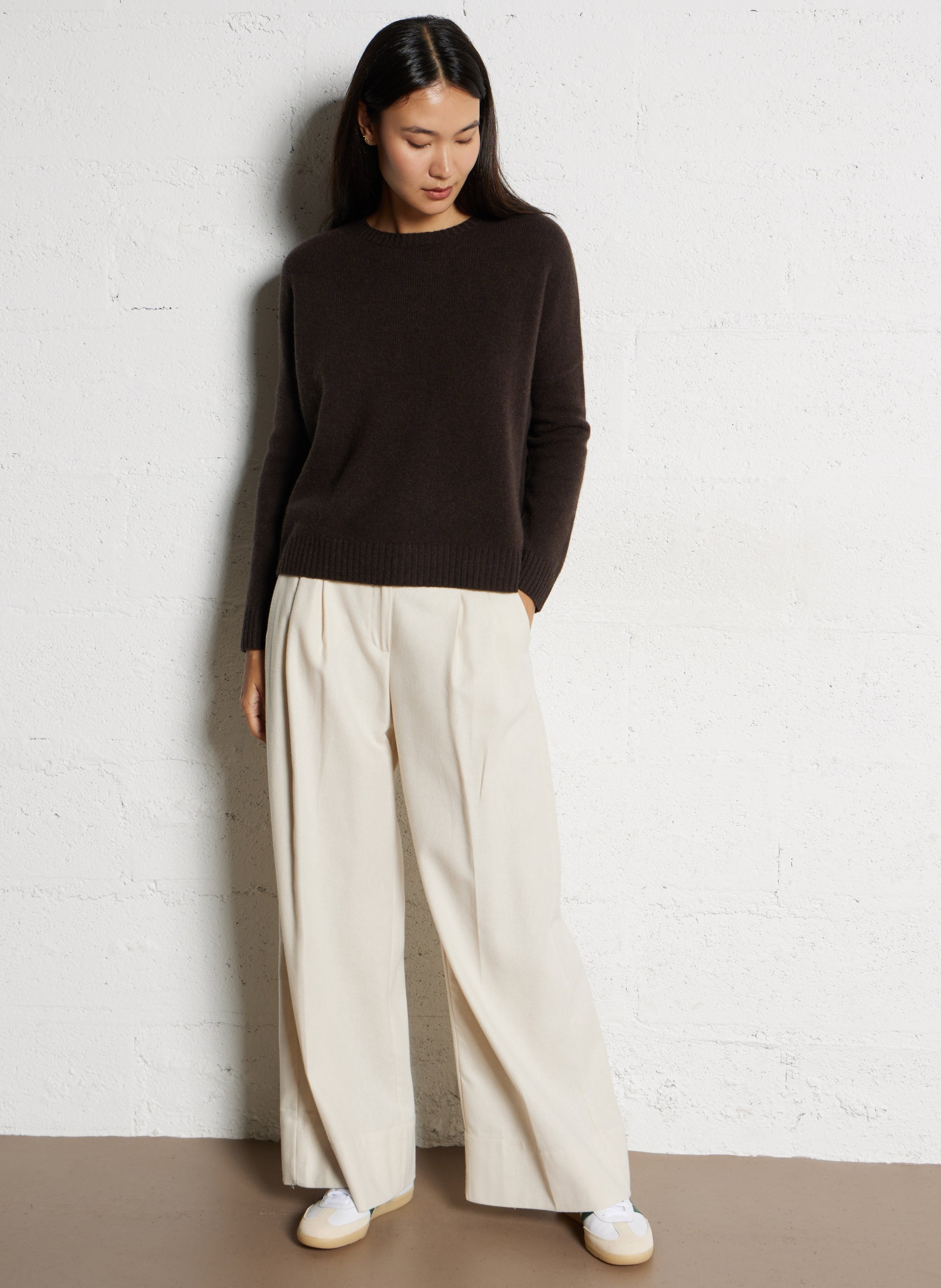 Pantalon large en coton mélangé TINSELS Blanc